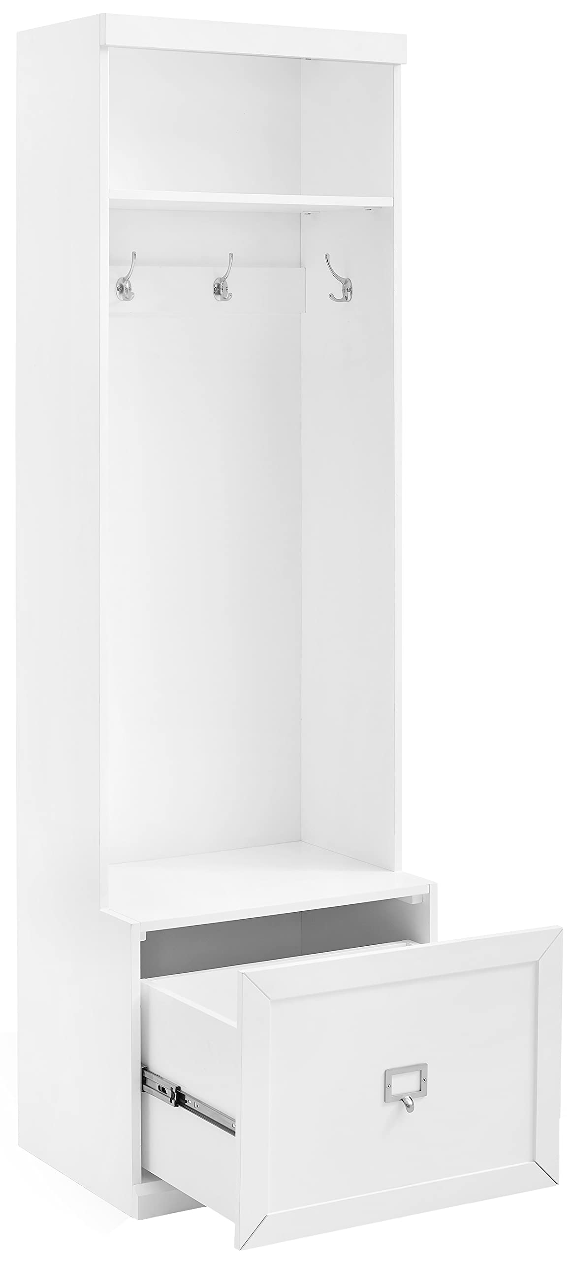 Crosley Furniture Harper Hall Tree with Storage Bench and Coat Rack Hooks for Hanging, White - Image 3