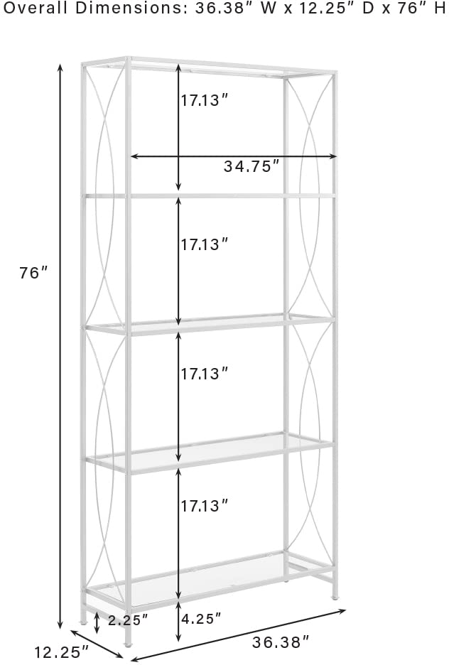 Crosley Furniture Helena Bookshelf with Glass Shelves, Bookcase Storage, Gold - Image 3