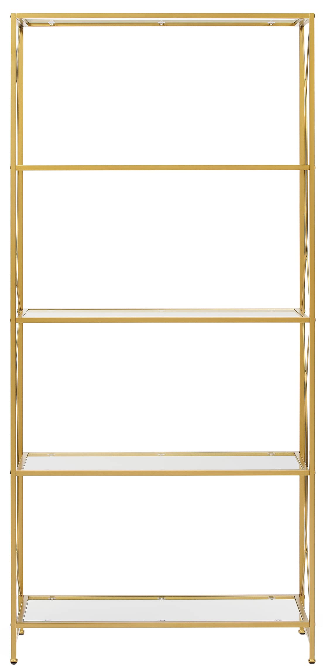 Crosley Furniture Helena Bookshelf with Glass Shelves, Bookcase Storage, Gold - Image 4