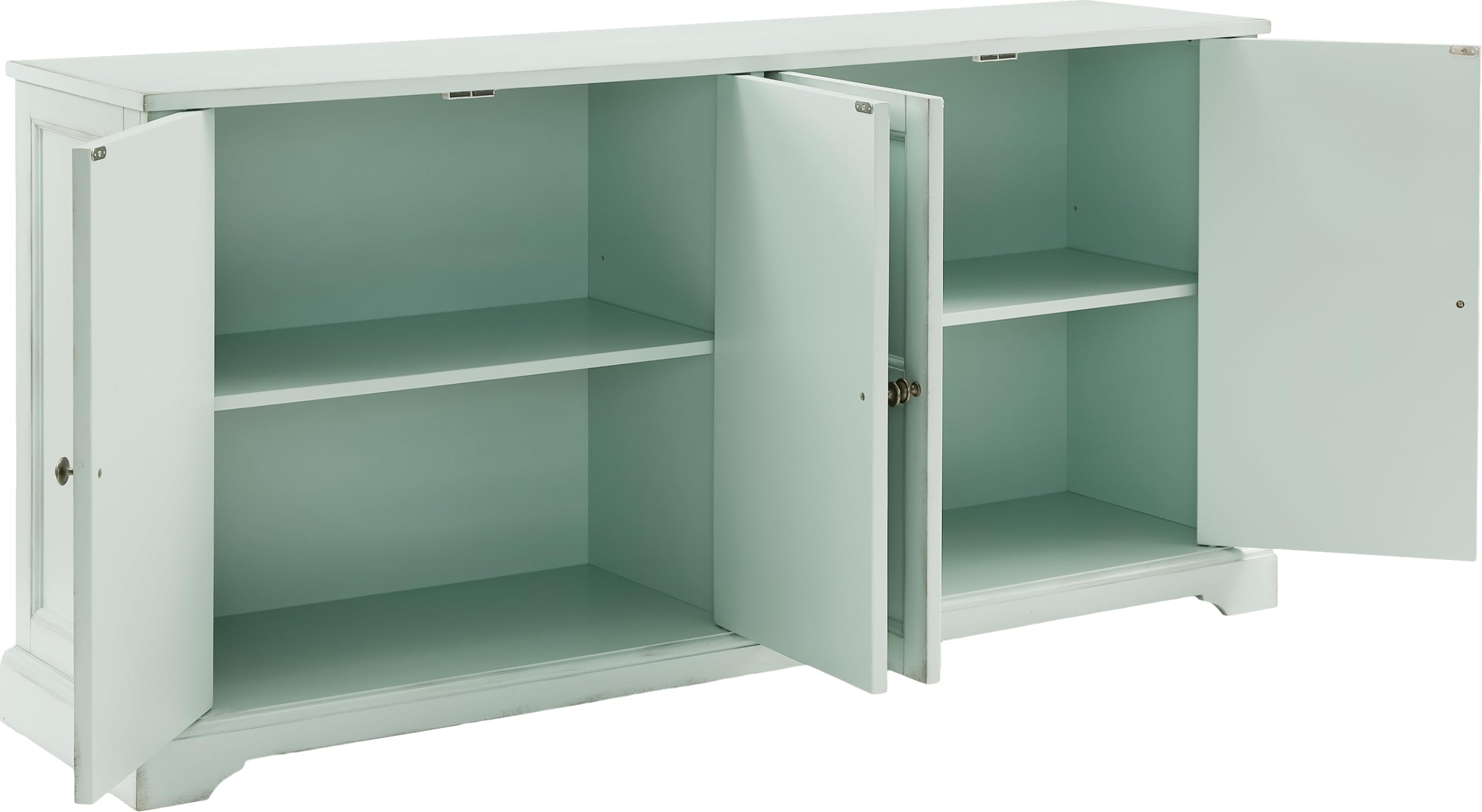 Crosley Furniture Holbrook Traditional Sideboard Buffet Cabinet, Kitchen Storage, Living Room TV Stand, Distressed Seafoam Blue - Image 10
