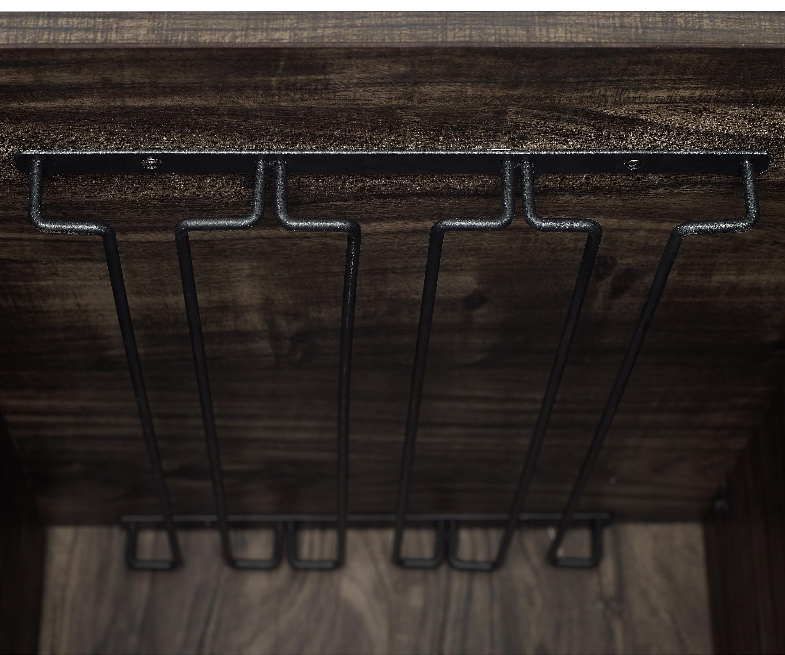 Crosley Furniture Jacobsen Bar Cabinet with Storage Shelves and Wine Rack, Brown Ash/Matte Black - Image 11