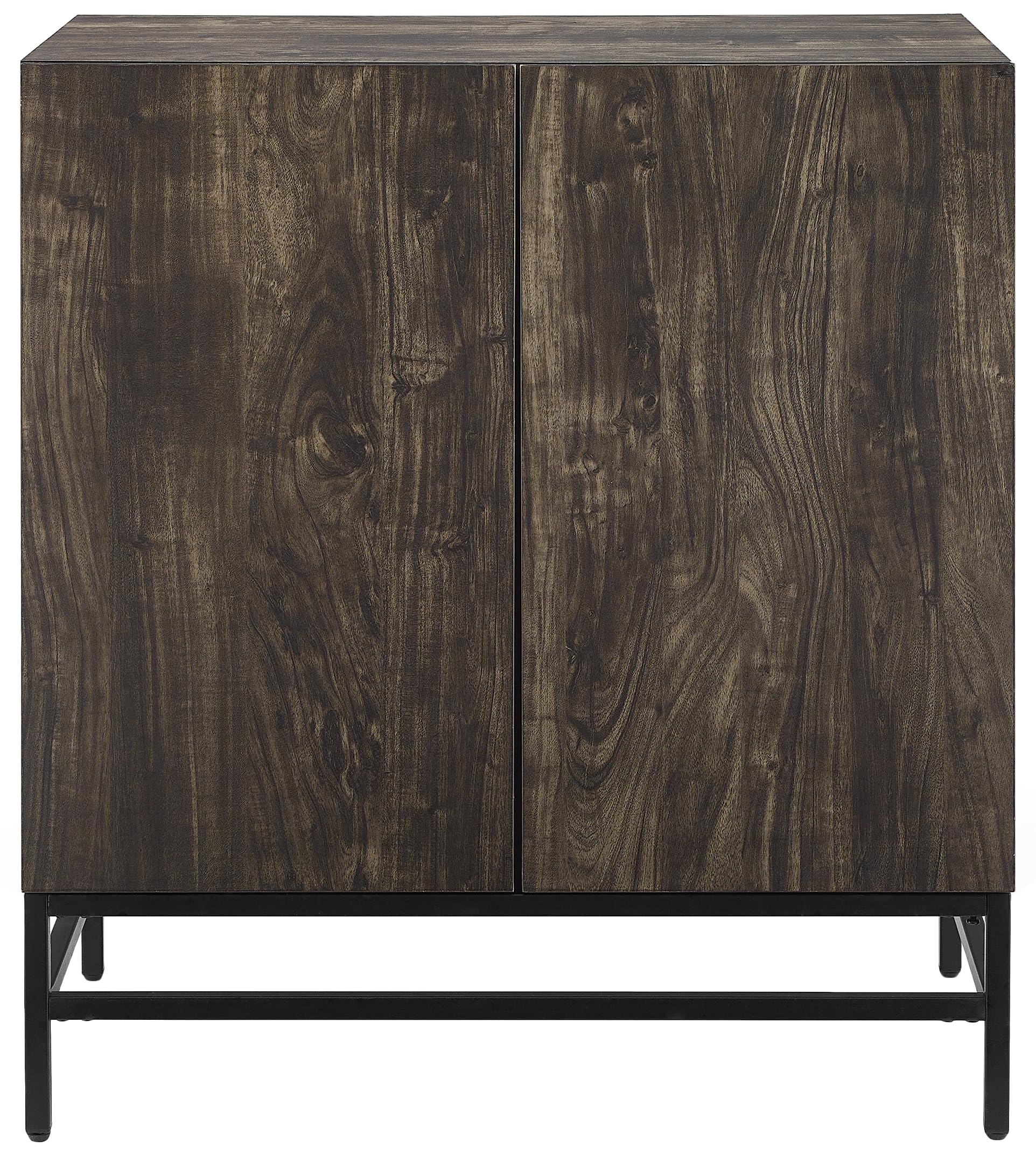 Crosley Furniture Jacobsen Bar Cabinet with Storage Shelves and Wine Rack, Brown Ash/Matte Black - Image 4