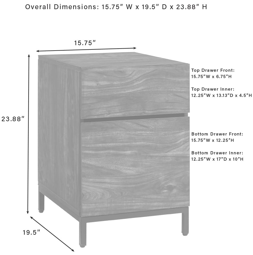 Crosley Furniture Jacobsen File Cabinet for Home Office Organization and Filing Storage, Brown - Image 3