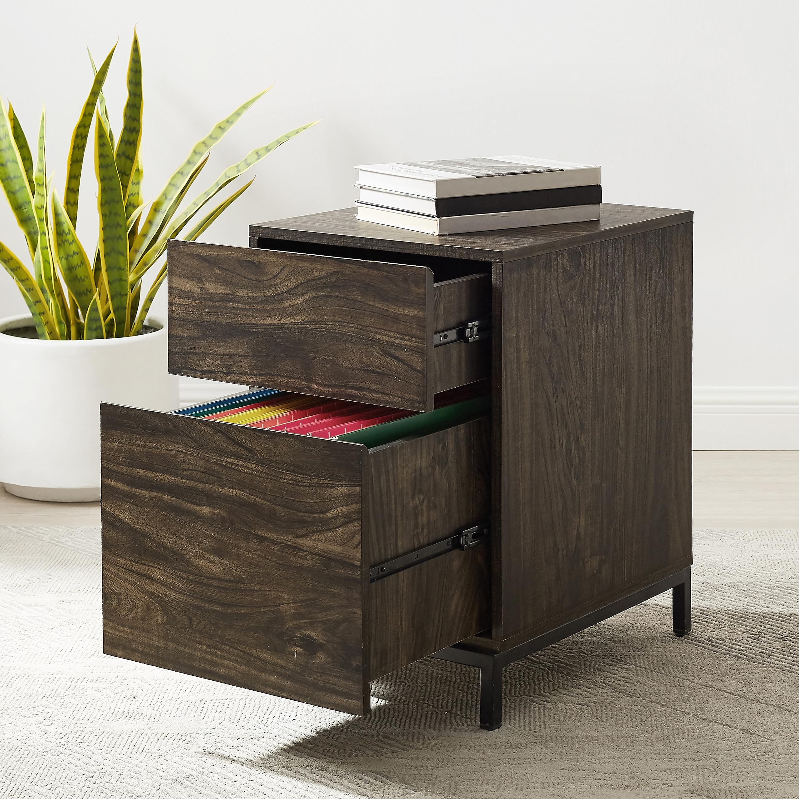 Crosley Furniture Jacobsen File Cabinet for Home Office Organization and Filing Storage, Brown - Image 7