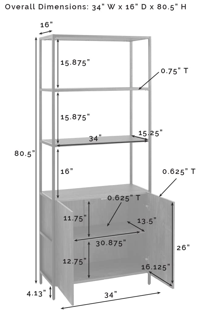 Crosley Furniture Jacobsen Large Bookshelf, Bookcase Storage with Shelves, Brown Ash - Image 3