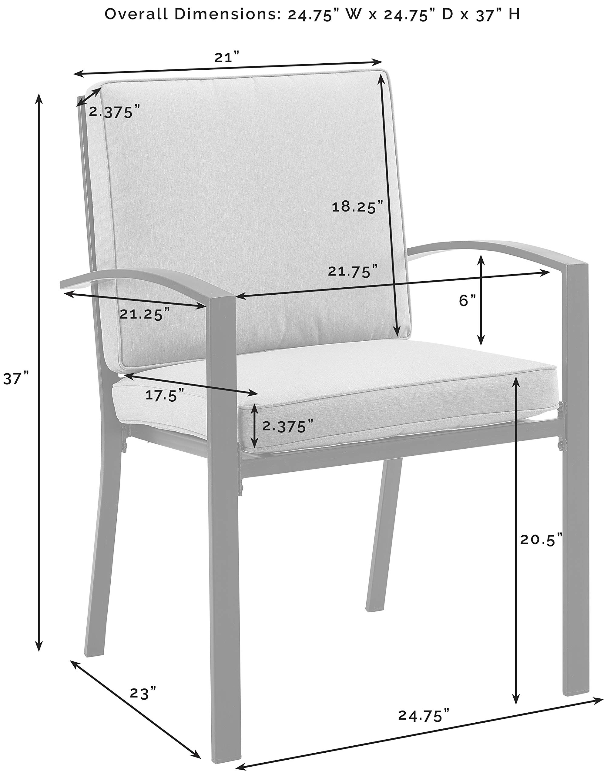 Crosley Furniture Kaplan 2-Piece Outdoor Chair Set, Dining Patio Chairs for Deck, Backyard, Oiled Bronze with Oatmeal Cushions - Image 3