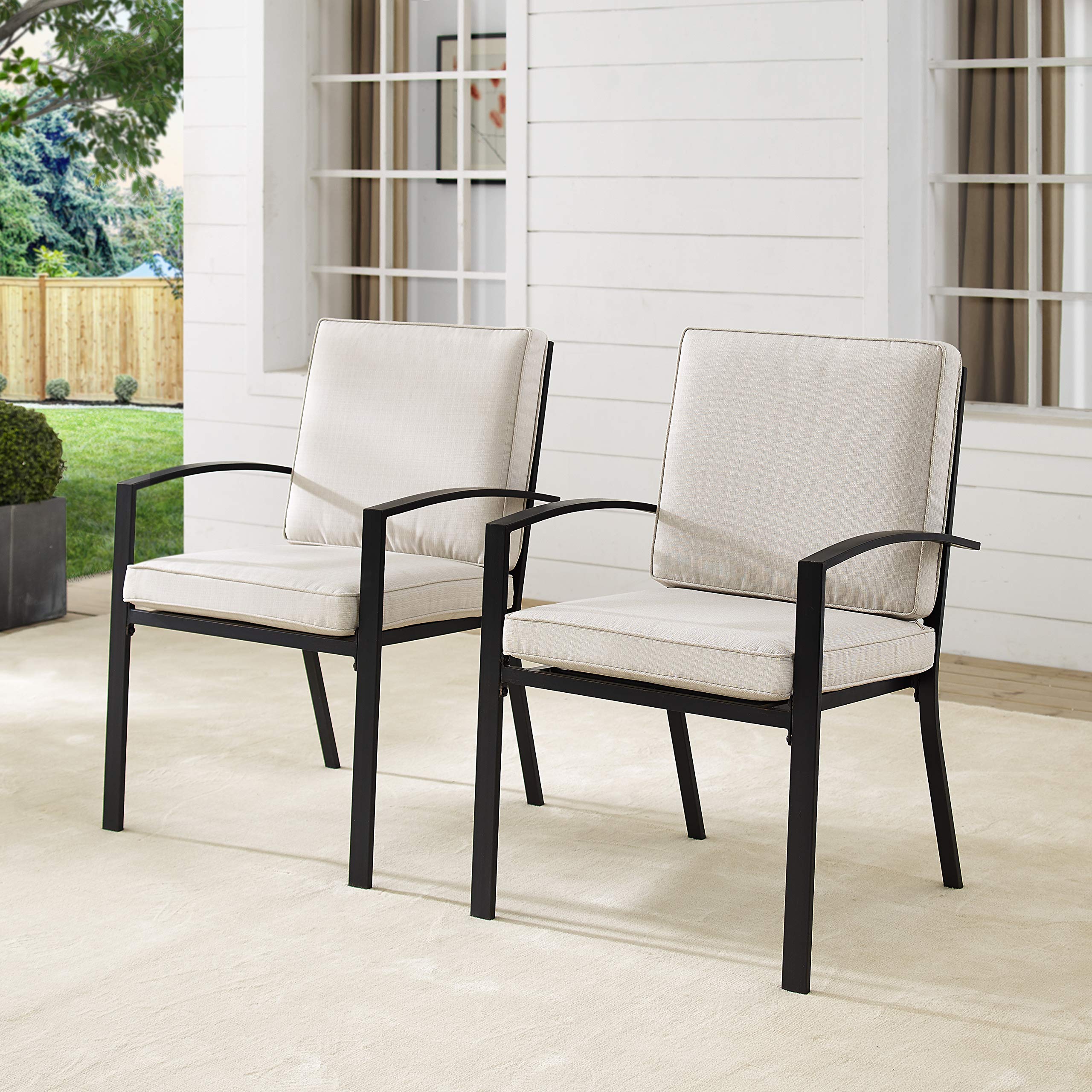 Crosley Furniture Kaplan 2-Piece Outdoor Chair Set, Dining Patio Chairs for Deck, Backyard, Oiled Bronze with Oatmeal Cushions - Image 6