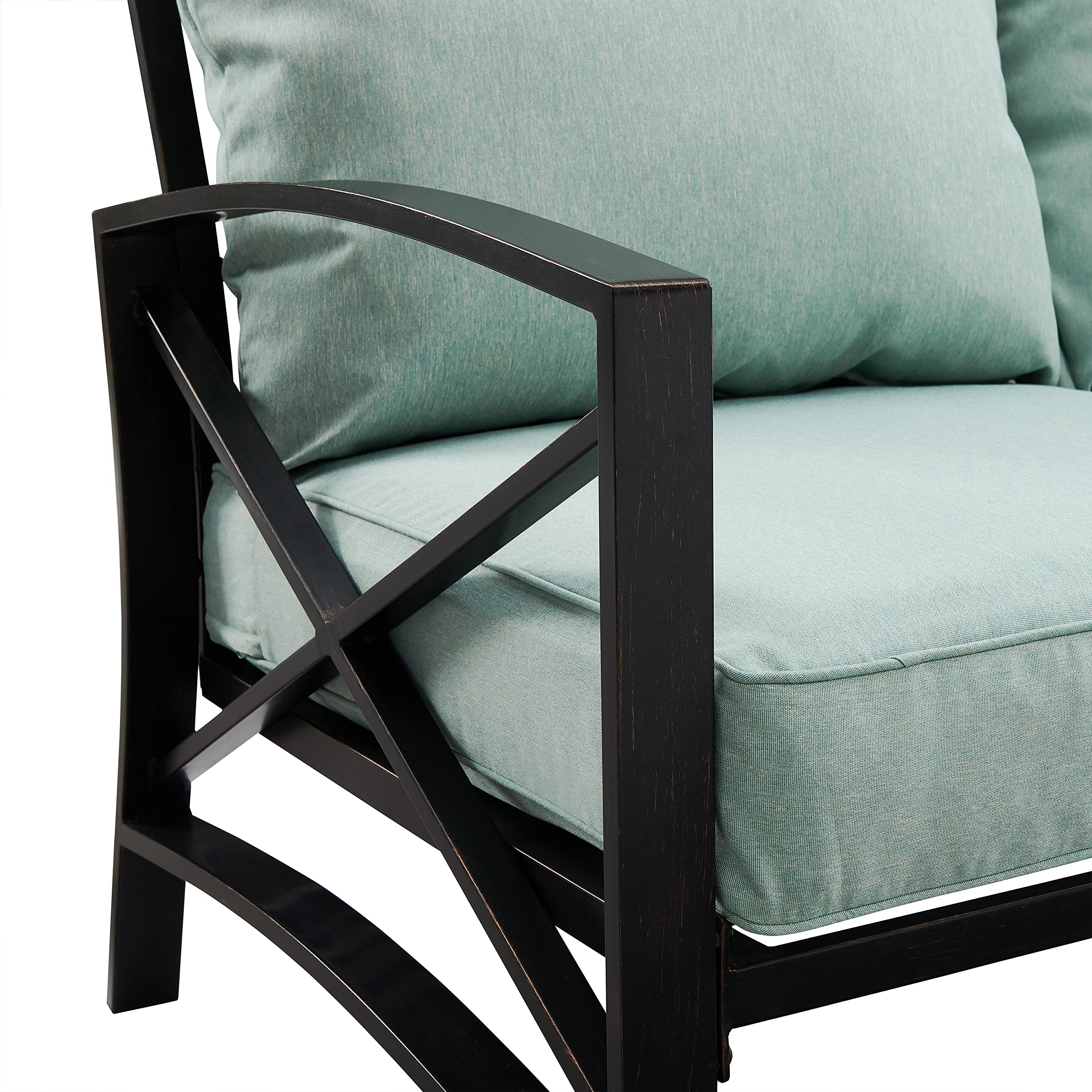 Crosley Furniture Kaplan Outdoor Sofa with Steel Frame, 3-Person Patio Couch for Porch, Deck, Backyard, Oiled Bronze with Mist Cushions - Image 9