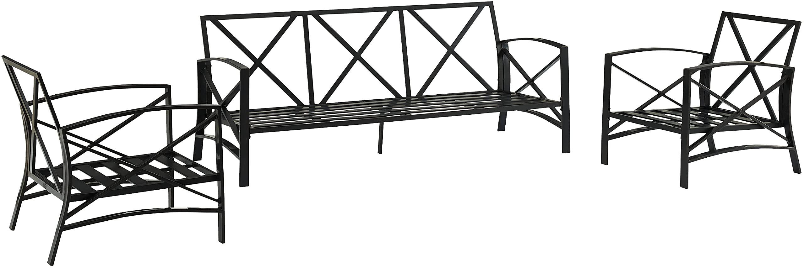 Crosley Furniture Kaplan 3-Piece Outdoor Sofa Patio Furniture Set, Conversation Sets for Porch, Deck, Oiled Bronze with Oatmeal Cushions - Image 7