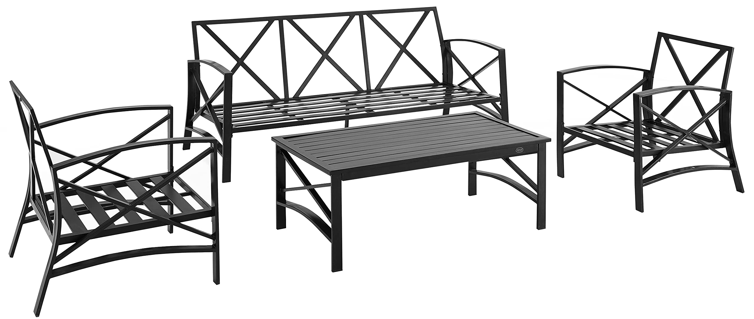 Crosley Furniture Kaplan 4-Piece Outdoor Sofa Patio Furniture Set, Conversation Sets for Porch, Deck, Oiled Bronze with Mist Cushions - Image 8