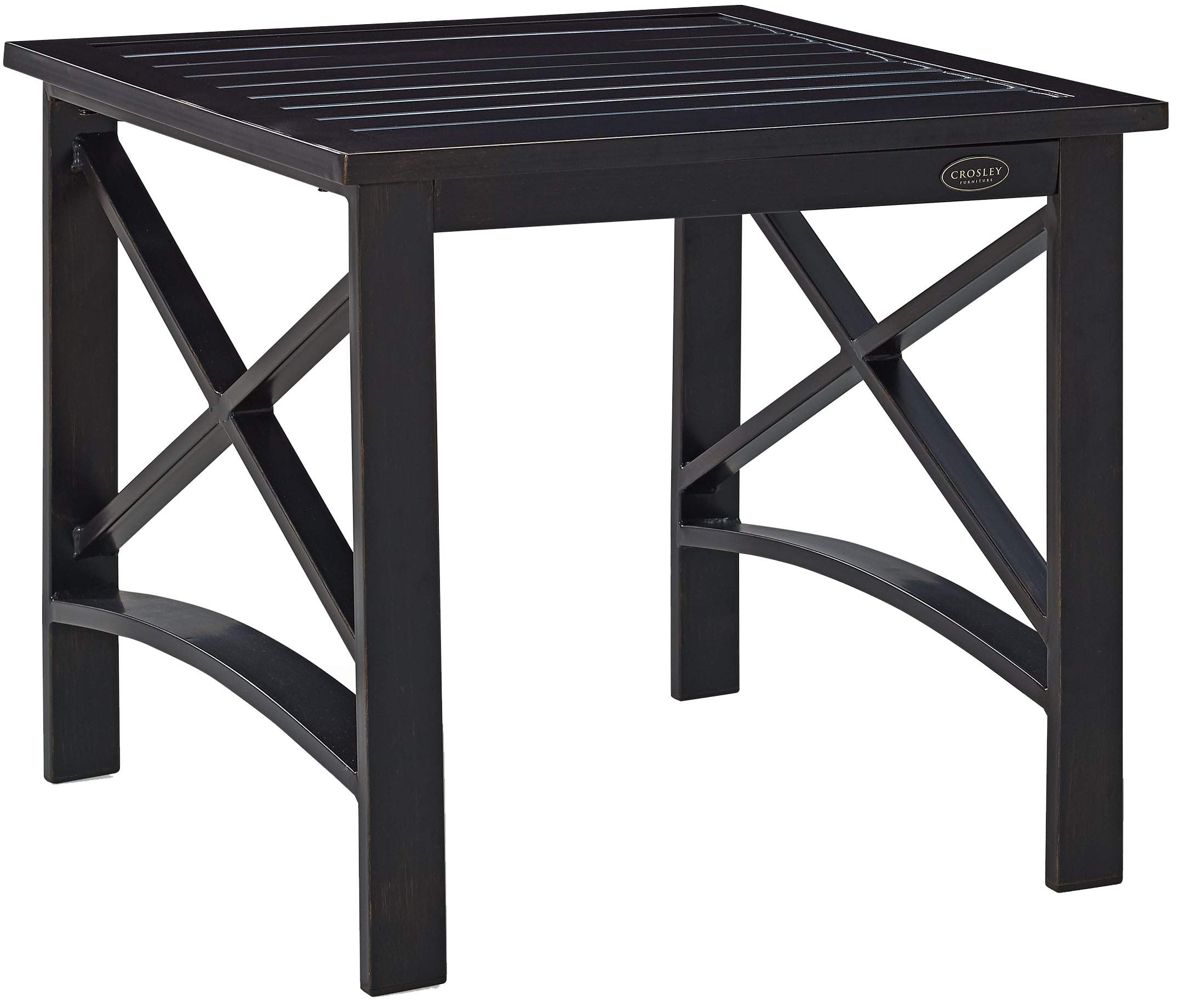 Crosley Furniture Kaplan 3-Piece Outdoor Chair and Side Table Set, Patio Conversation Sets for Porch, Deck, Oiled Bronze with Mist Cushions - Image 6