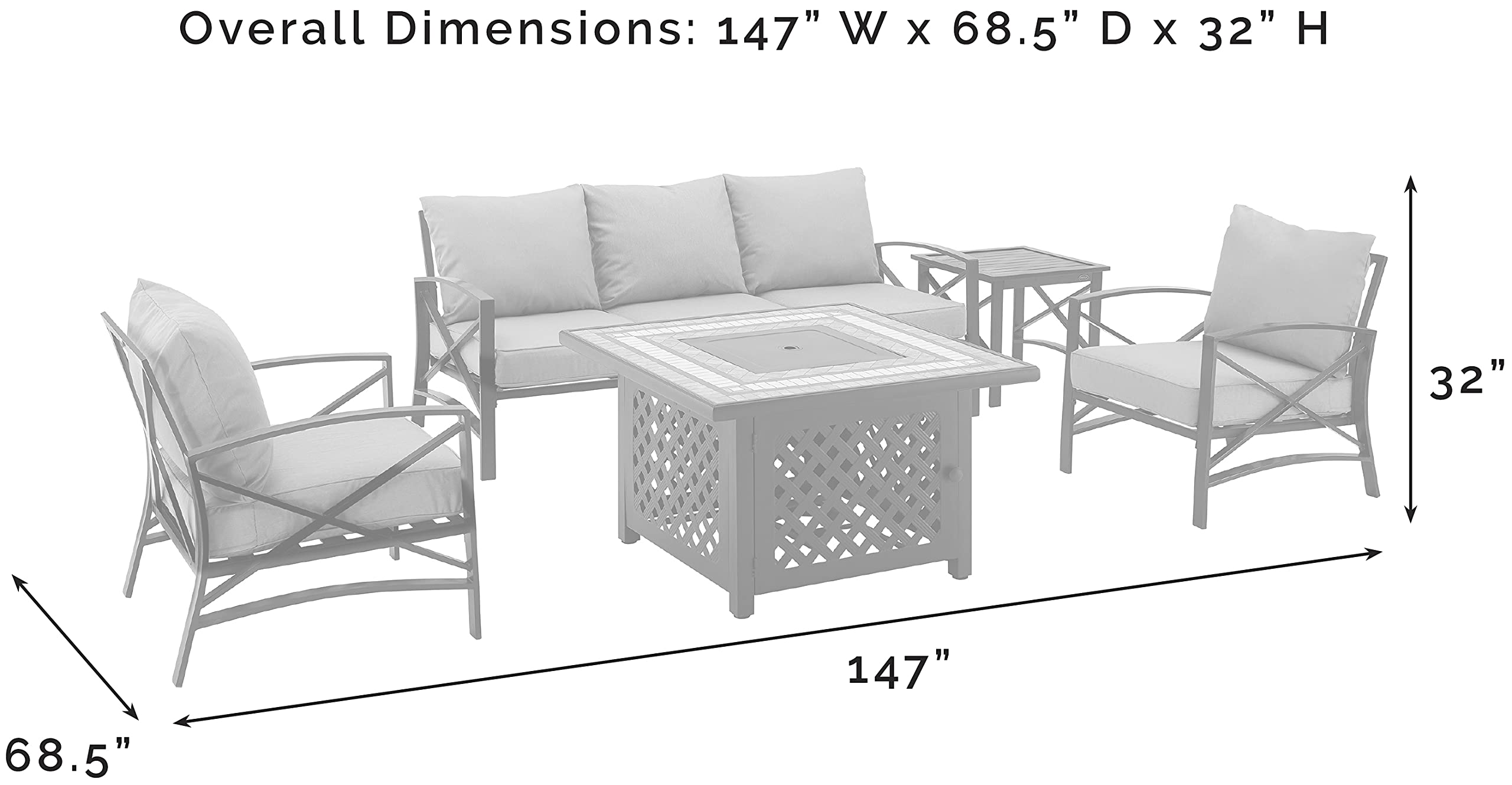 Crosley Furniture Kaplan 5-Piece Outdoor Sofa Patio Furniture Set with Propane Gas Fire Pit Table, Oiled Bronze with Oatmeal Cushions - Image 4