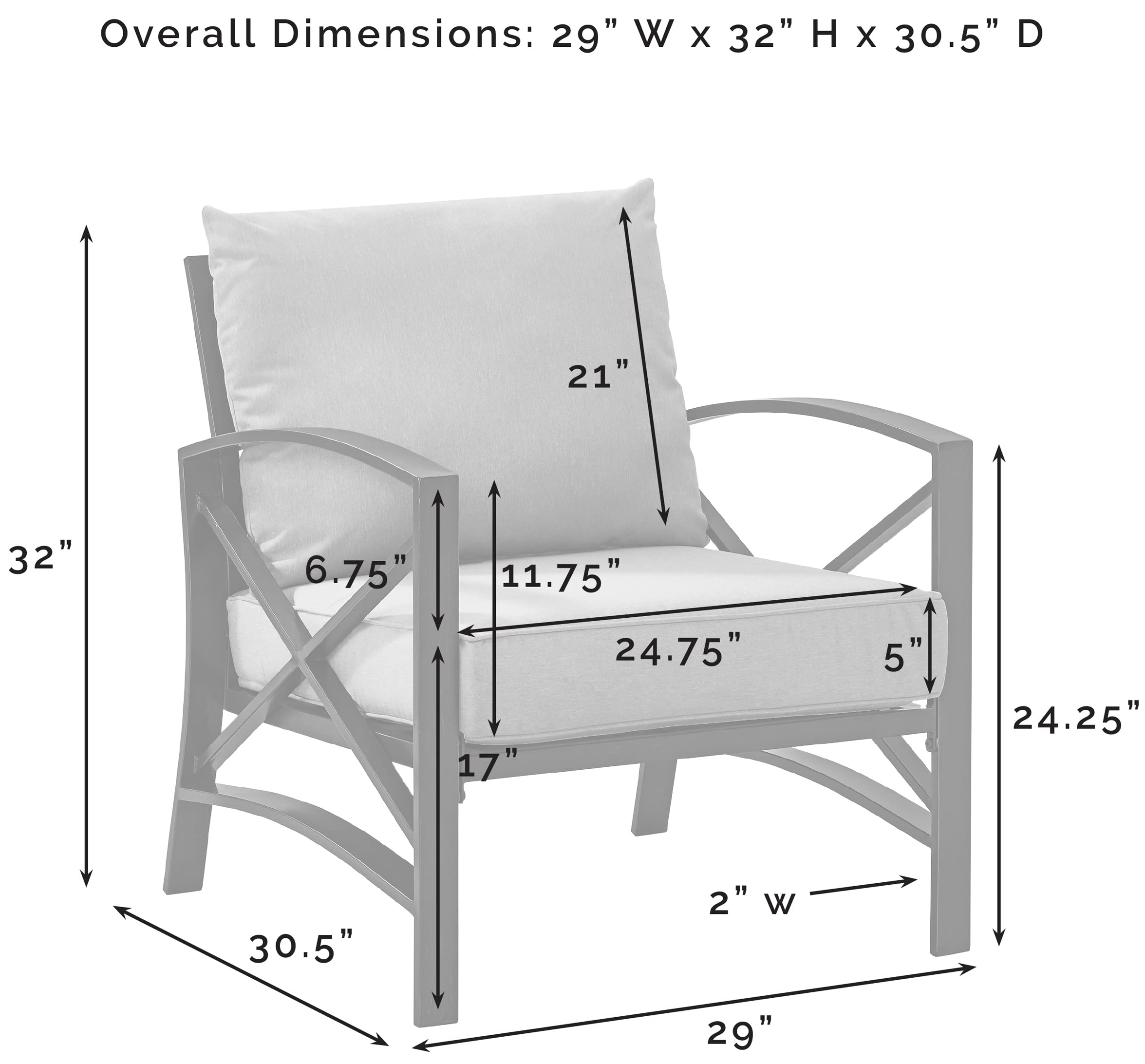 Crosley Furniture Kaplan Outdoor Chair, Patio Chairs for Conversation, Porch, Deck, Balcony, Backyard, Oiled Bronze with Mist Cushions - Image 3