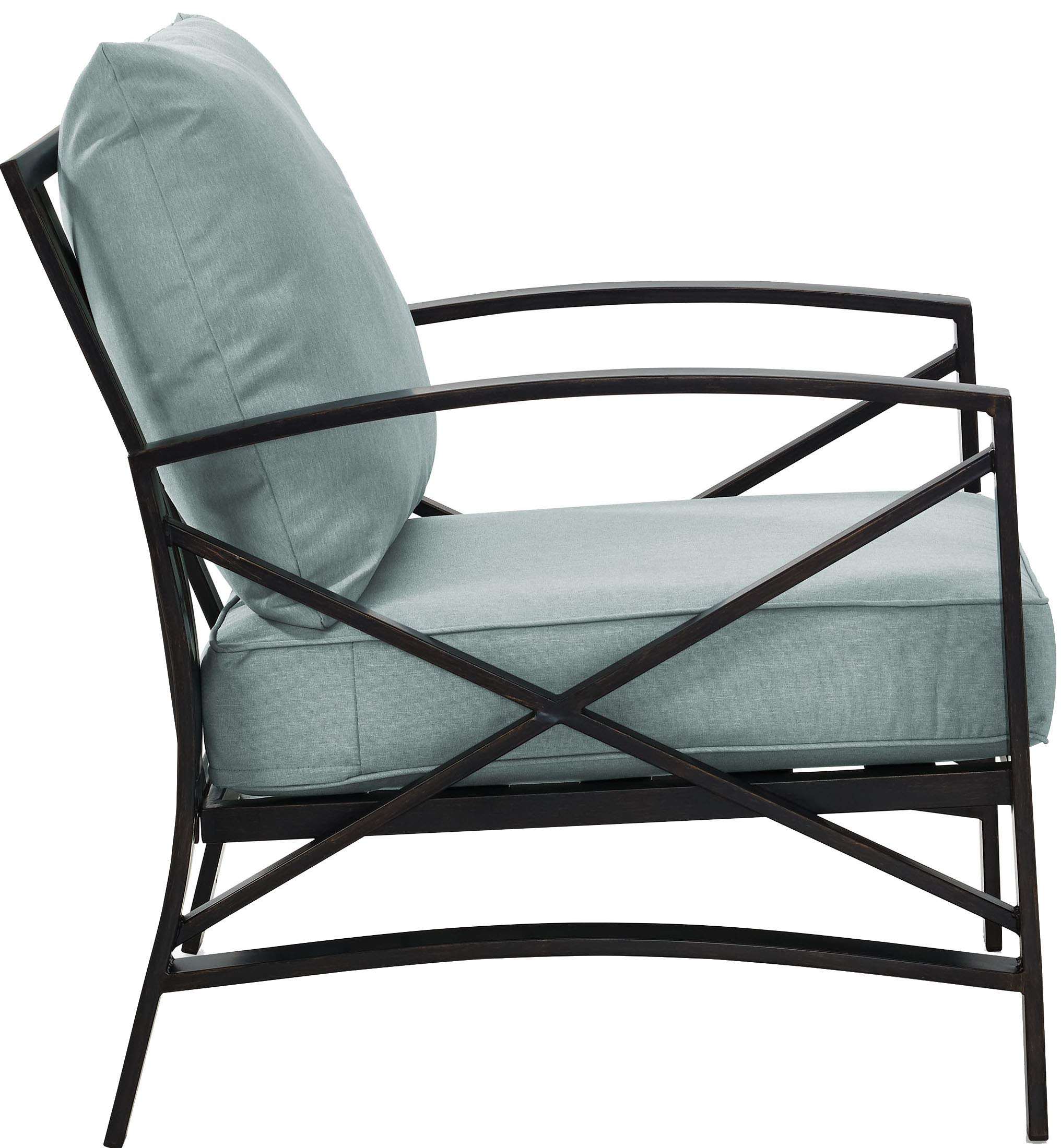 Crosley Furniture Kaplan Outdoor Chair, Patio Chairs for Conversation, Porch, Deck, Balcony, Backyard, Oiled Bronze with Mist Cushions - Image 5