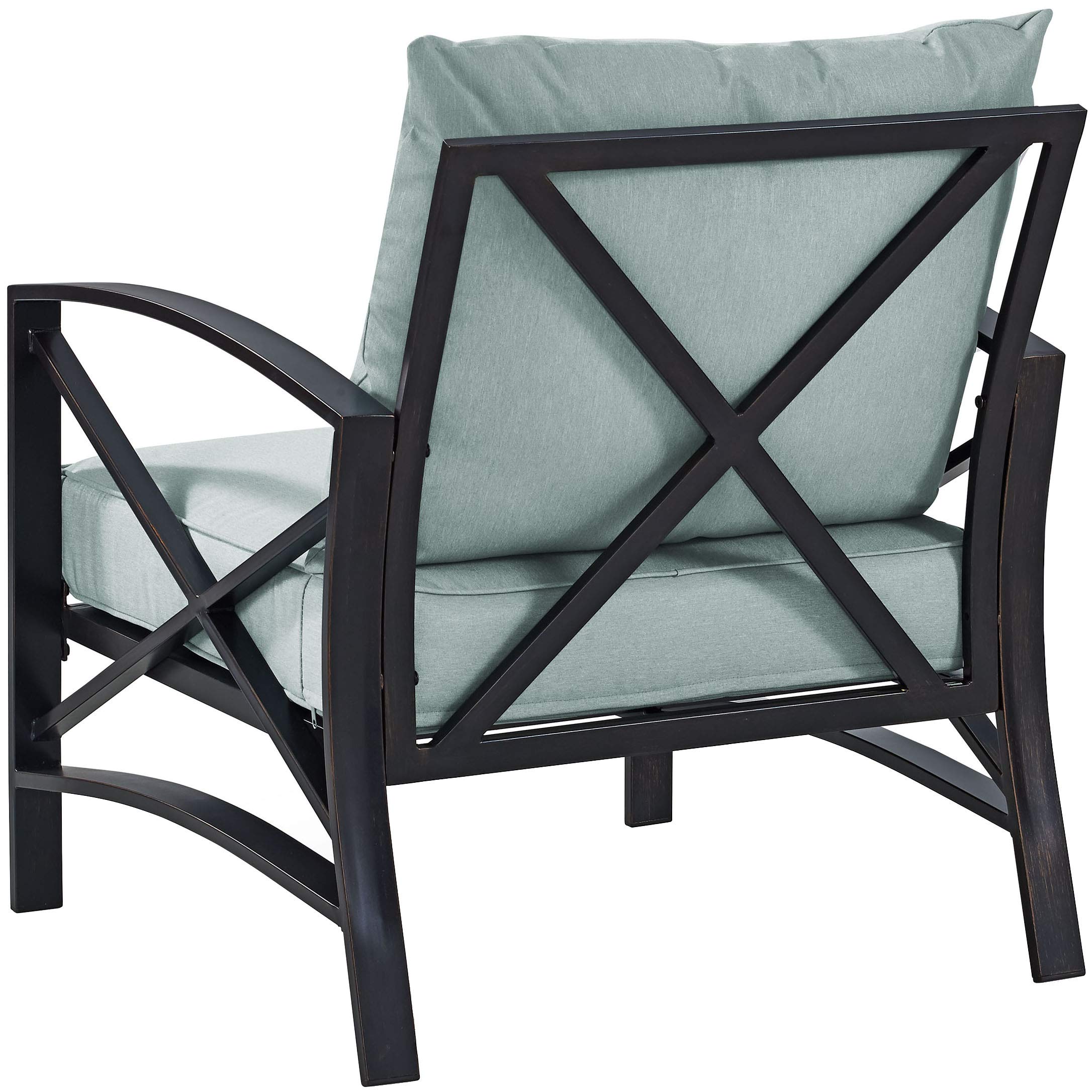 Crosley Furniture Kaplan Outdoor Chair, Patio Chairs for Conversation, Porch, Deck, Balcony, Backyard, Oiled Bronze with Mist Cushions - Image 6