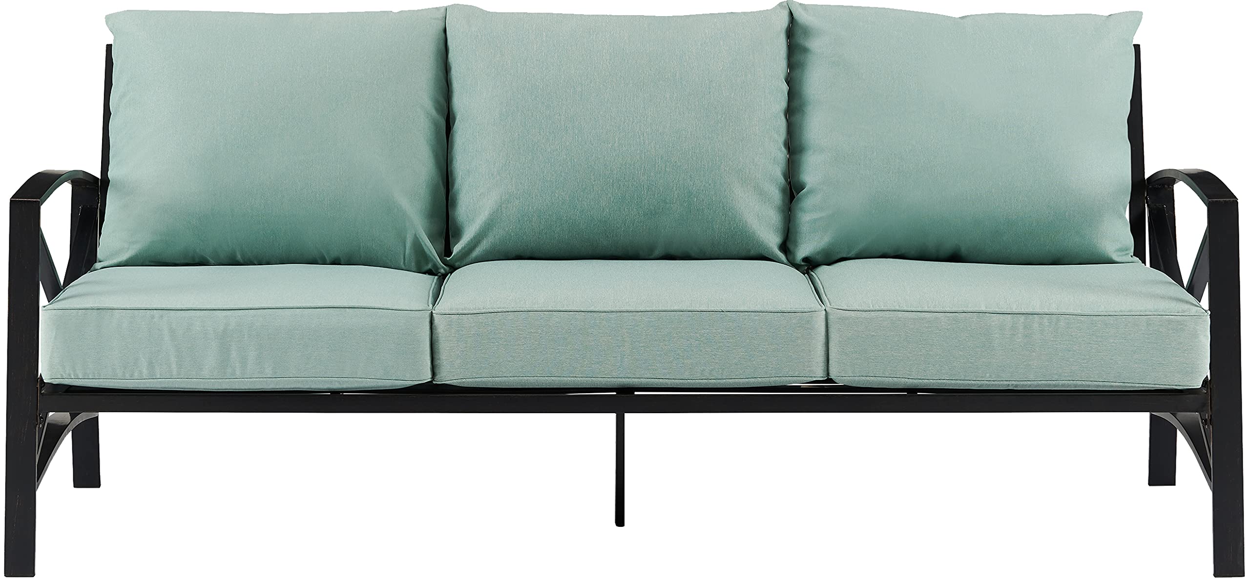 Crosley Furniture Kaplan Outdoor Sofa with Steel Frame, 3-Person Patio Couch for Porch, Deck, Backyard, Oiled Bronze with Mist Cushions - Image 4