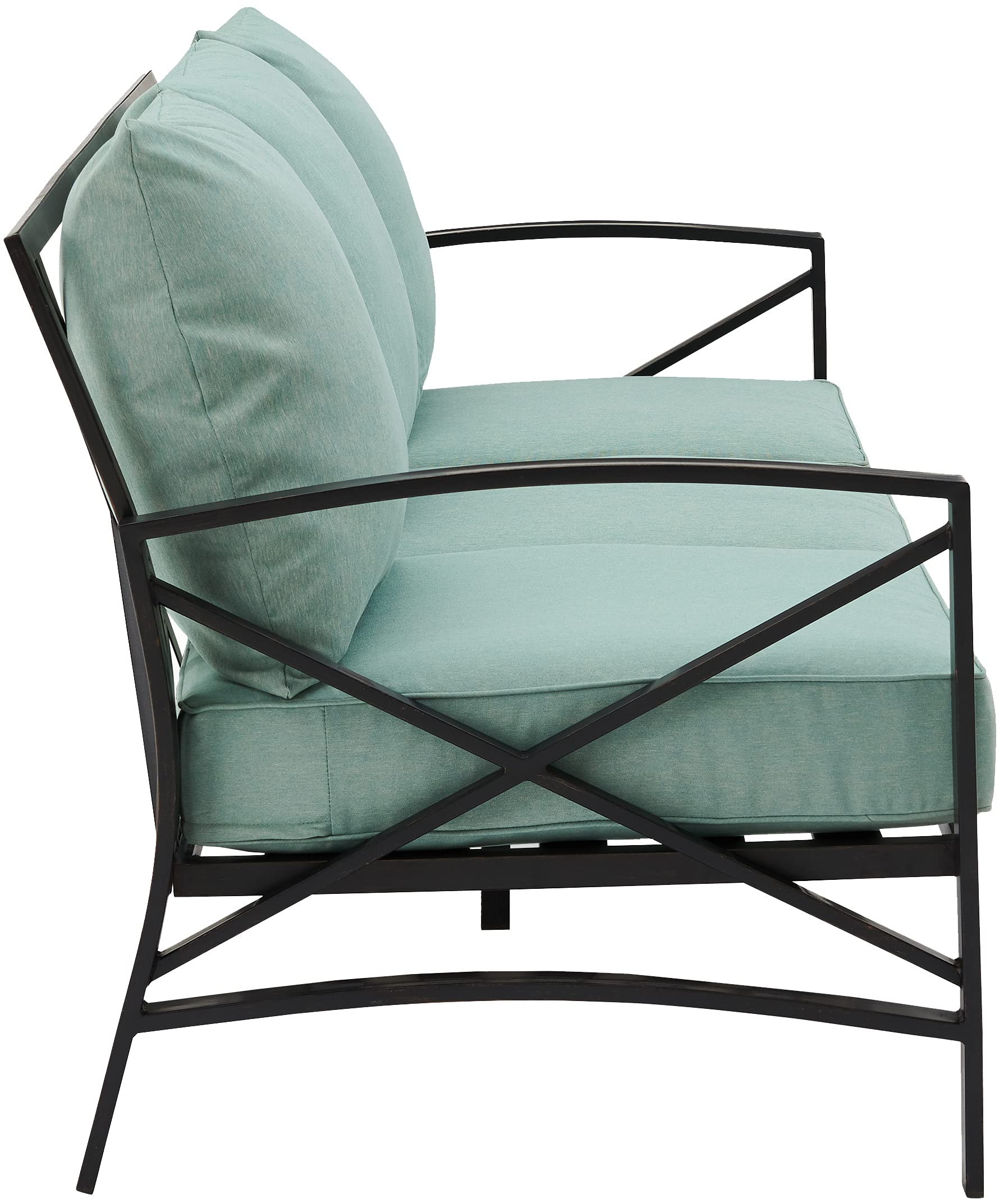 Crosley Furniture Kaplan Outdoor Sofa with Steel Frame, 3-Person Patio Couch for Porch, Deck, Backyard, Oiled Bronze with Mist Cushions - Image 6