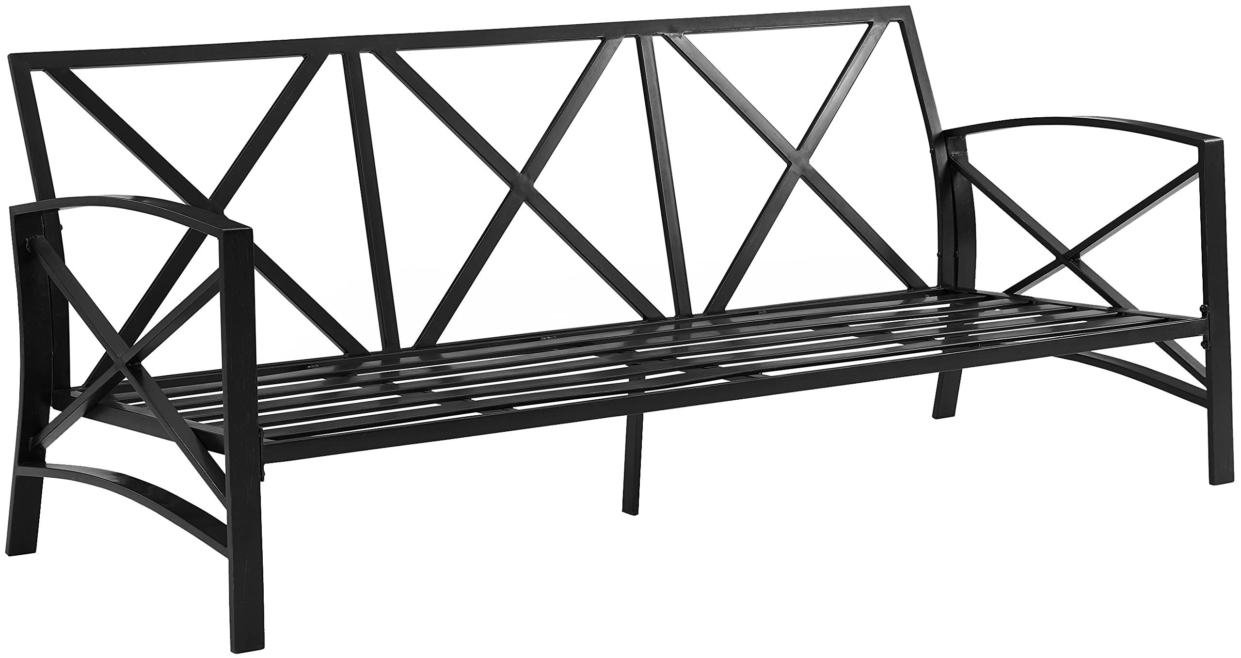 Crosley Furniture Kaplan Outdoor Sofa with Steel Frame, 3-Person Patio Couch for Porch, Deck, Backyard, Oiled Bronze with Mist Cushions - Image 8