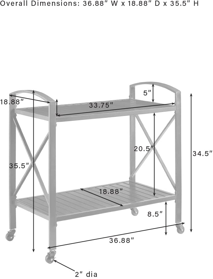 Crosley Furniture Kaplan Rolling Metal Outdoor Bar Cart for Backyard, Pool, Patio, Deck, Oil-Rubbed Bronze - Image 5