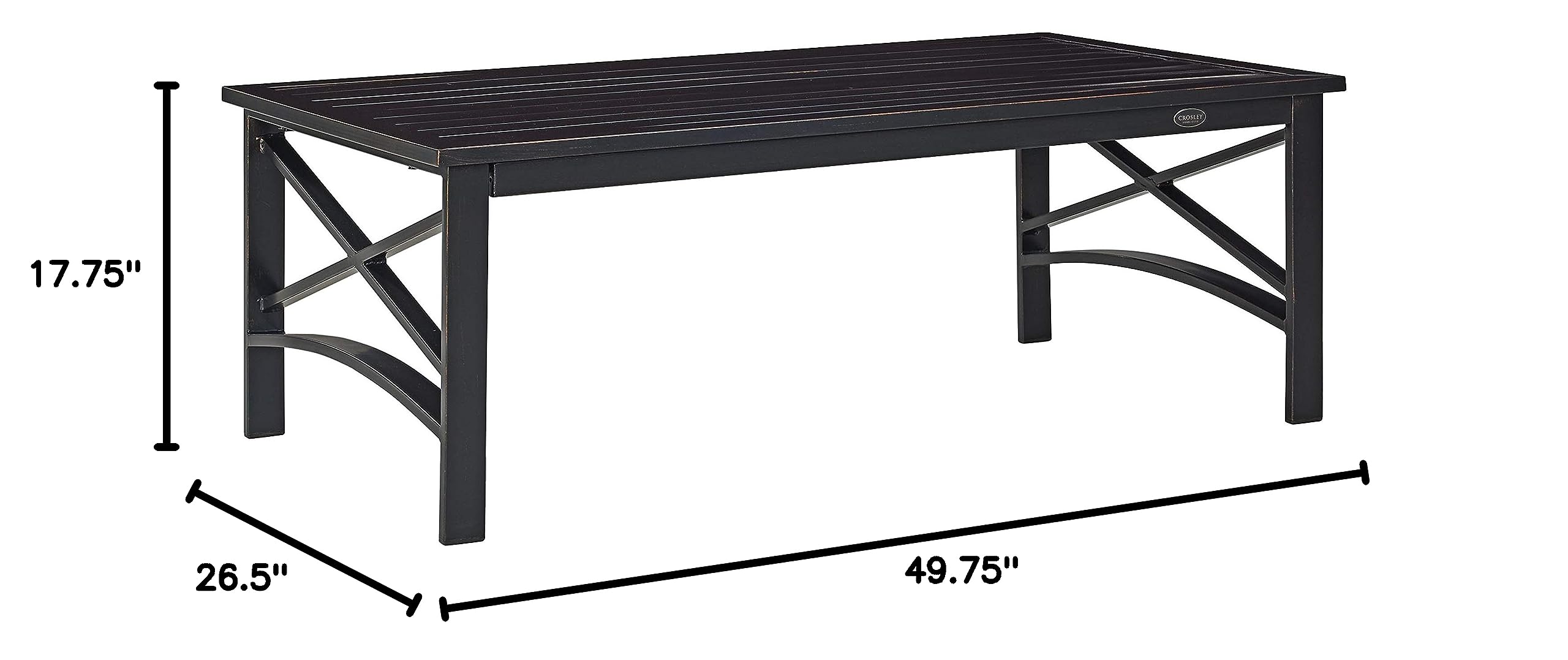 Crosley Furniture Kaplan Weather Resistant Metal Outdoor Coffee Table for Patio, Deck, Porch, Oiled Bronze - Image 3