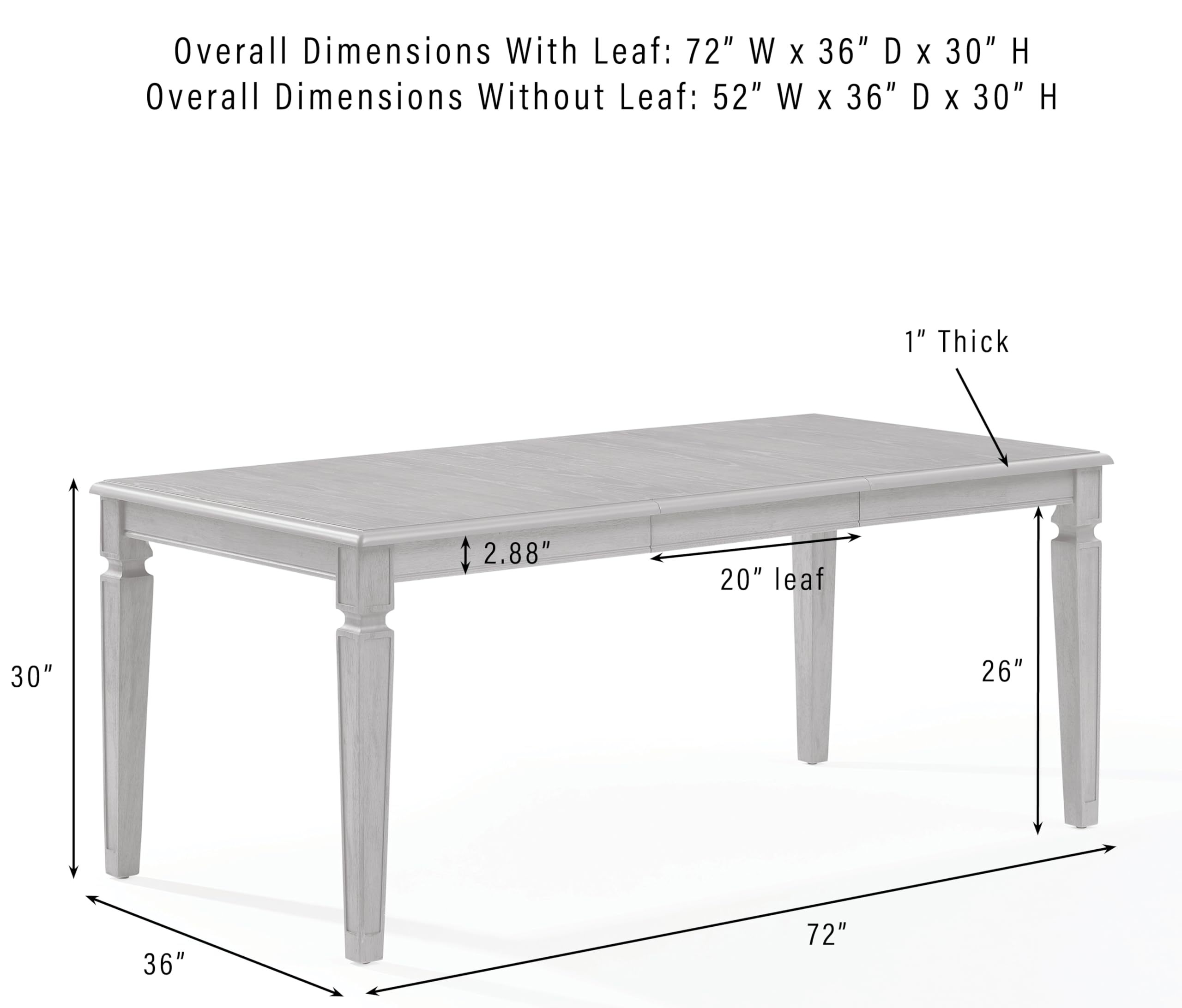 Crosley Furniture Katia Traditional Wood Dining Room Table with Leaf Extension, Kitchen Tables, Driftwood - Image 3