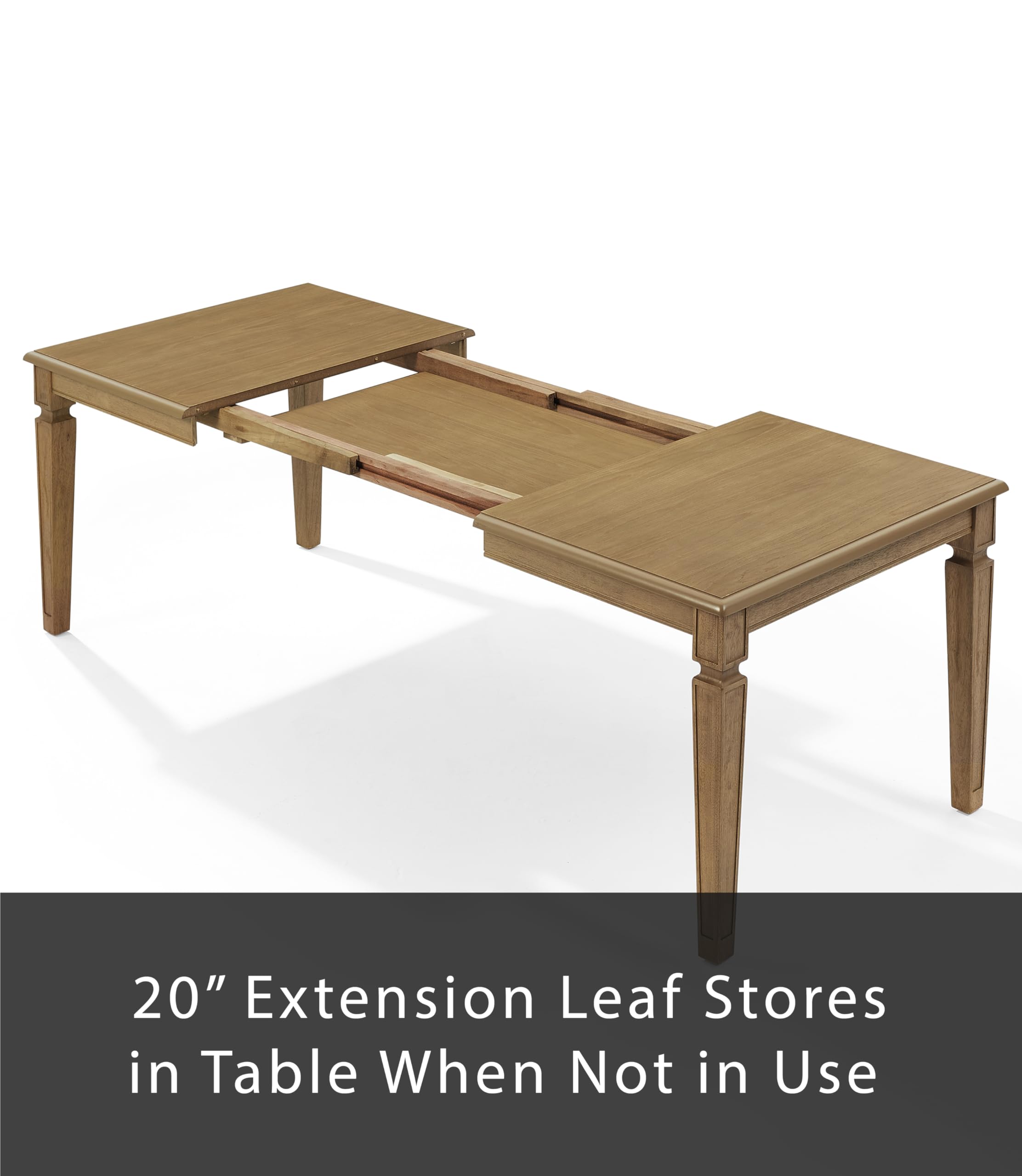 Crosley Furniture Katia Traditional Wood Dining Room Table with Leaf Extension, Kitchen Tables, Driftwood - Image 6