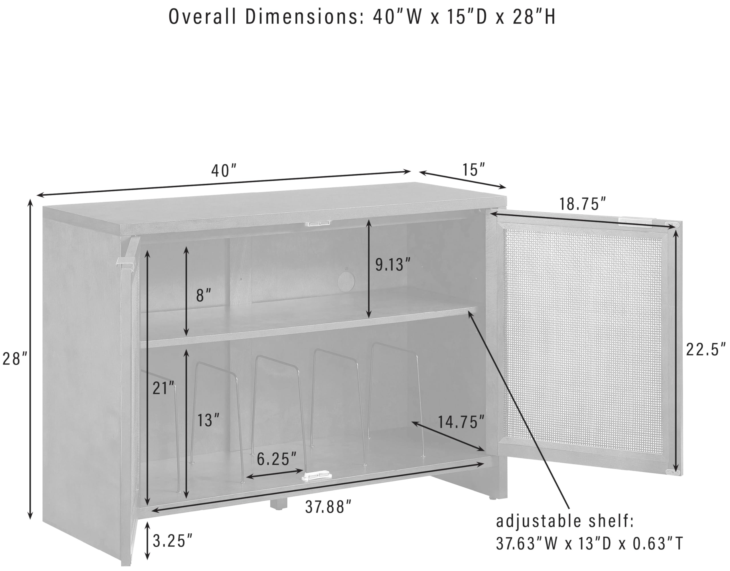 Crosley Furniture Kenji Media Console, Record Player Stand with Vinyl Storage, Modern Home Organizer, Dark Brown - Image 3