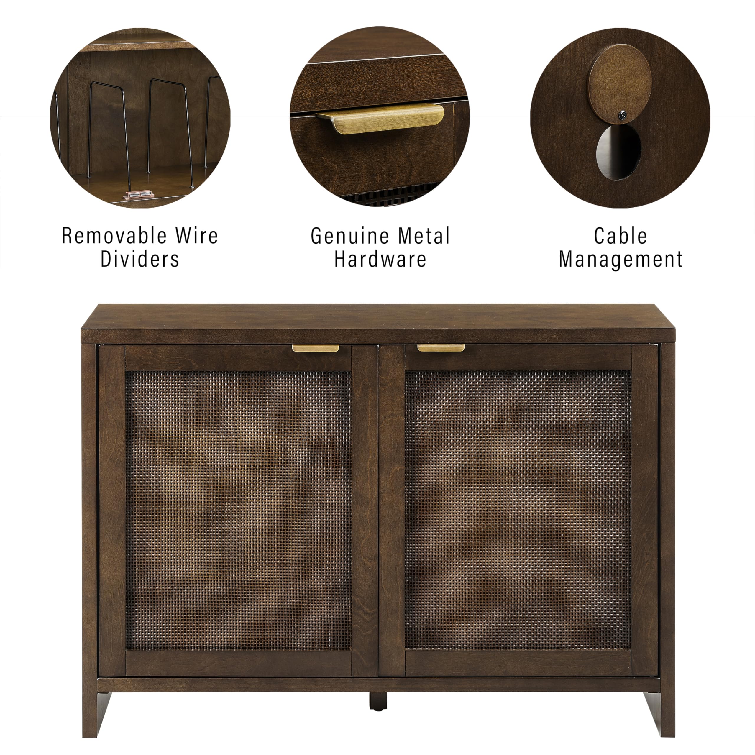 Crosley Furniture Kenji Media Console, Record Player Stand with Vinyl Storage, Modern Home Organizer, Dark Brown - Image 4