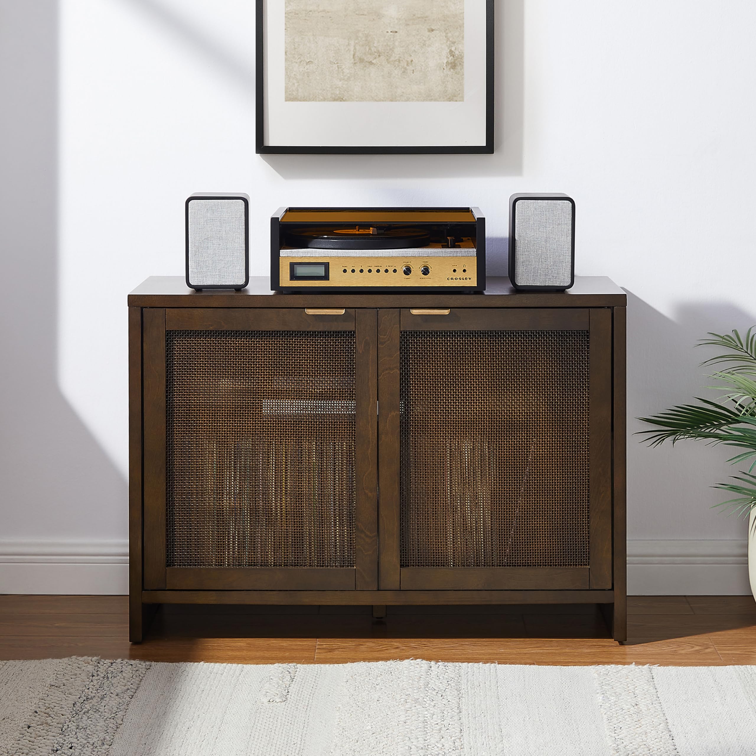 Crosley Furniture Kenji Media Console, Record Player Stand with Vinyl Storage, Modern Home Organizer, Dark Brown - Image 8