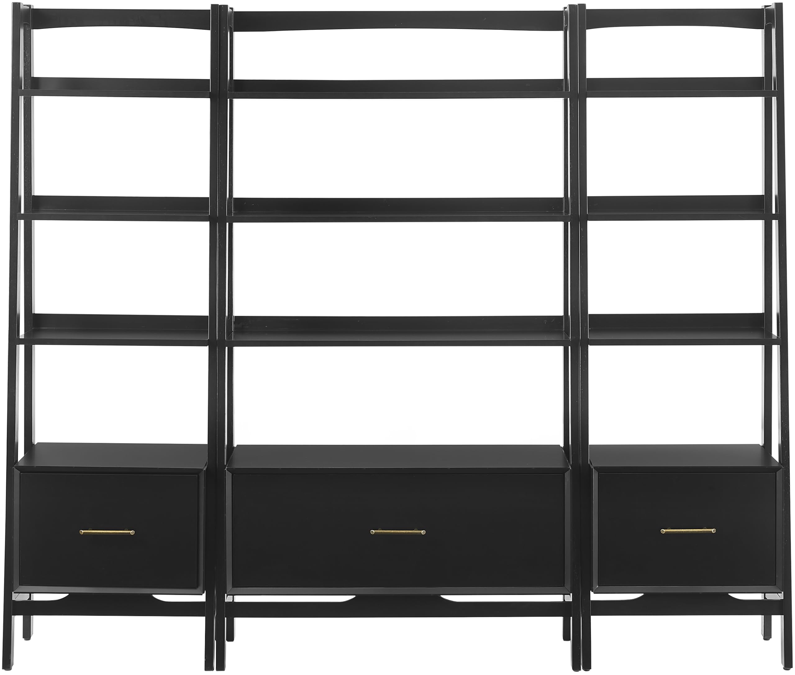 Crosley Furniture Landon 3-Piece Bookshelf Etagere Set, Bookcase with Shelves and File Drawers, Matte Black - Image 3