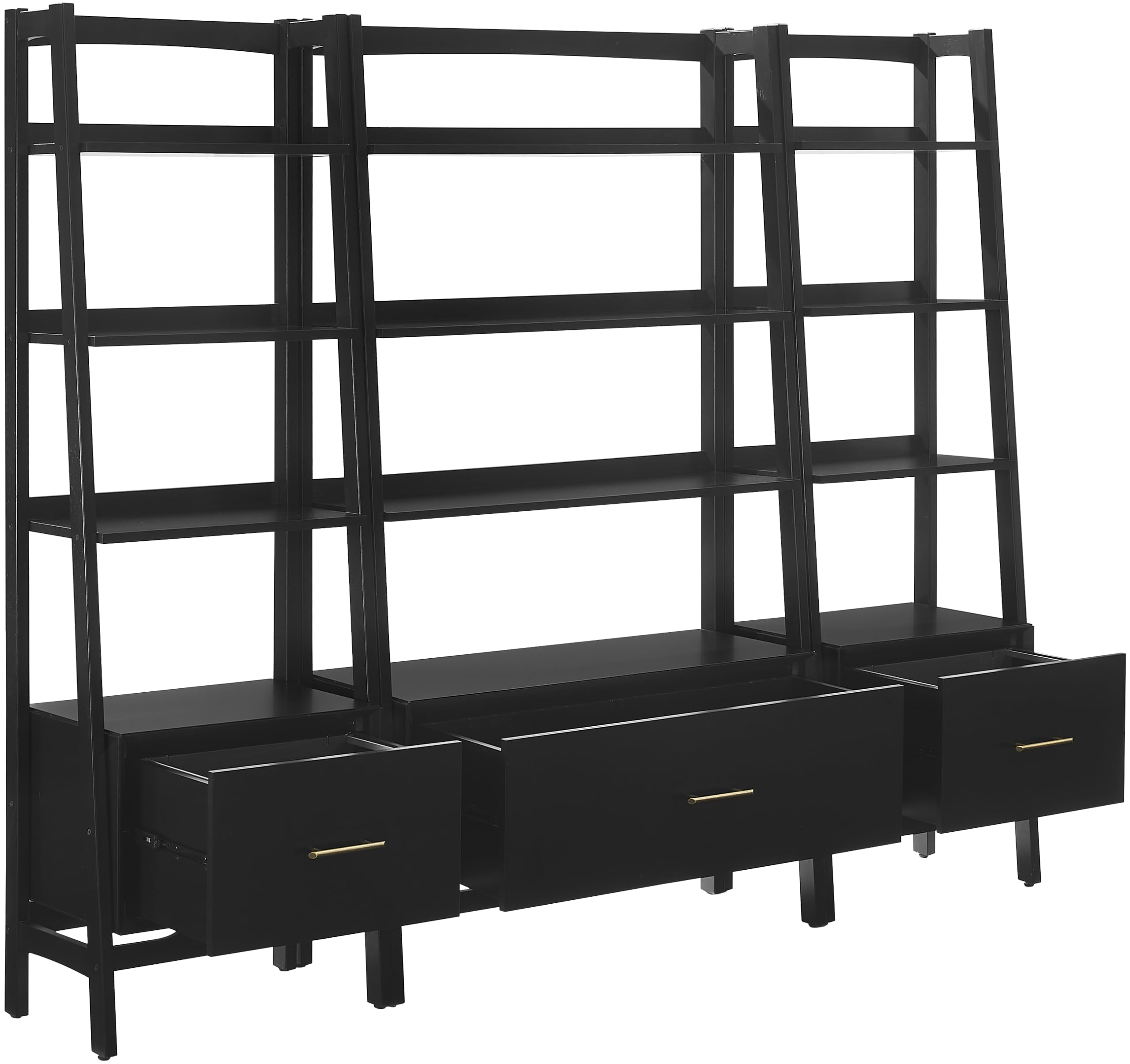 Crosley Furniture Landon 3-Piece Bookshelf Etagere Set, Bookcase with Shelves and File Drawers, Matte Black - Image 4