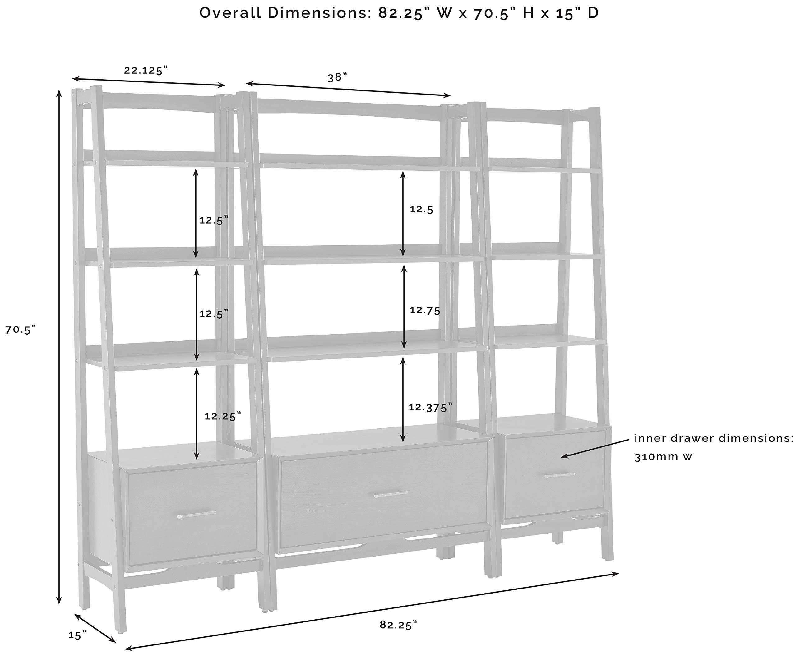 Crosley Furniture Landon 3-Piece Bookshelf Etagere Set, Bookcase with Shelves and File Drawers, Matte Black - Image 6