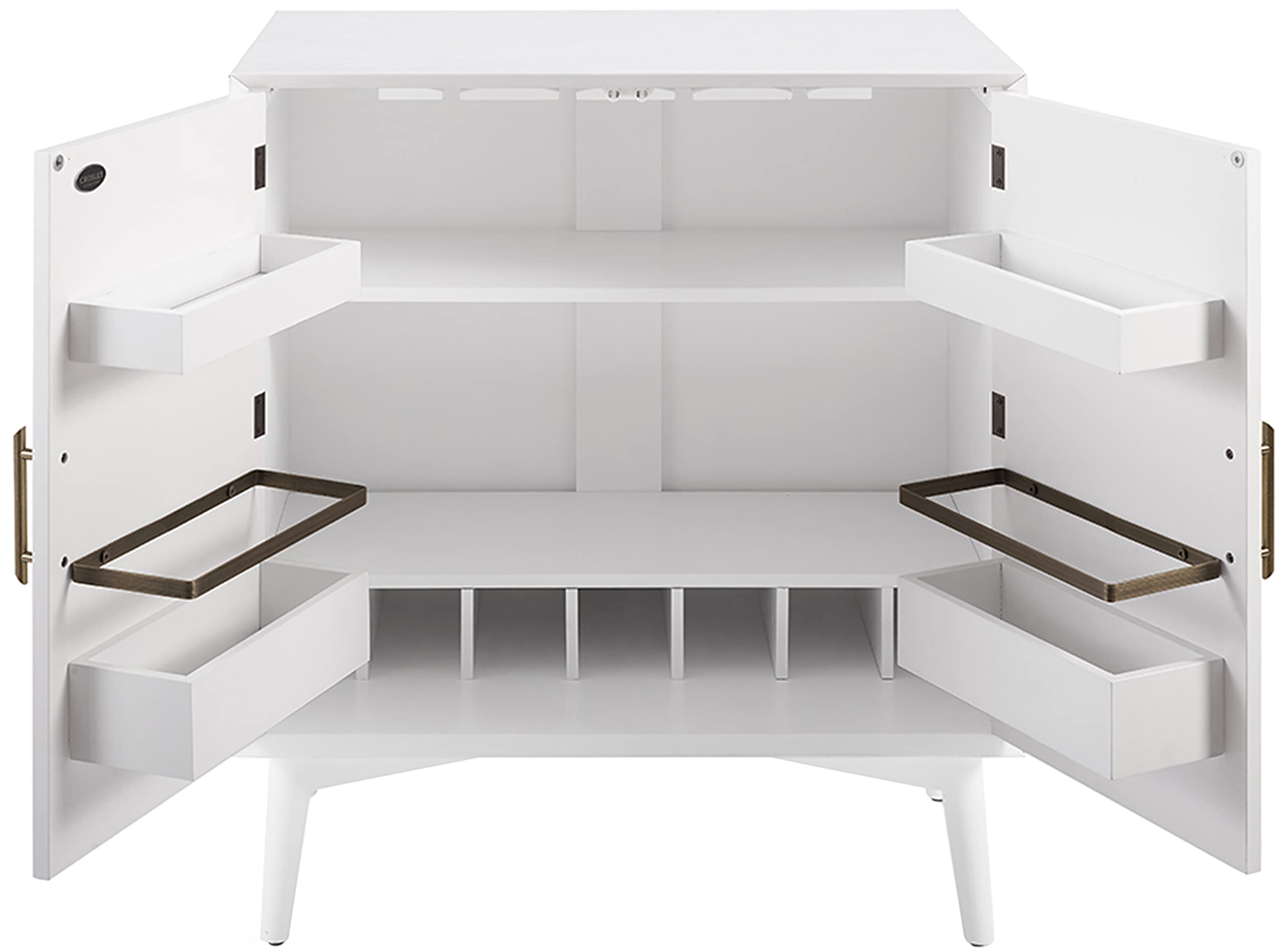 Crosley Furniture Landon Bar Cabinet with Storage Shelves and Wine Rack, White - Image 5