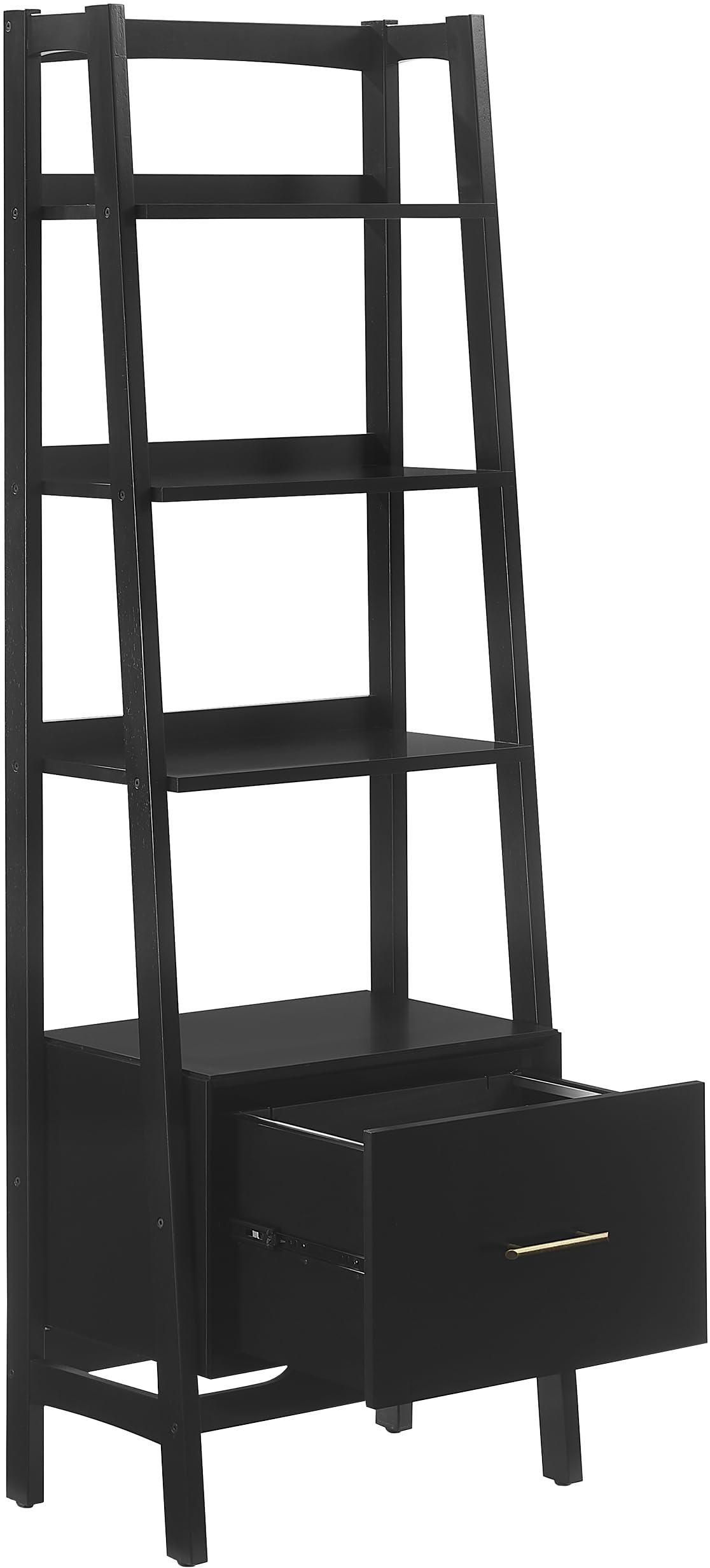 Crosley Furniture Landon Small Bookshelf Etagere, Bookcase Storage with Shelves and File Drawer, Matte Black - Image 5