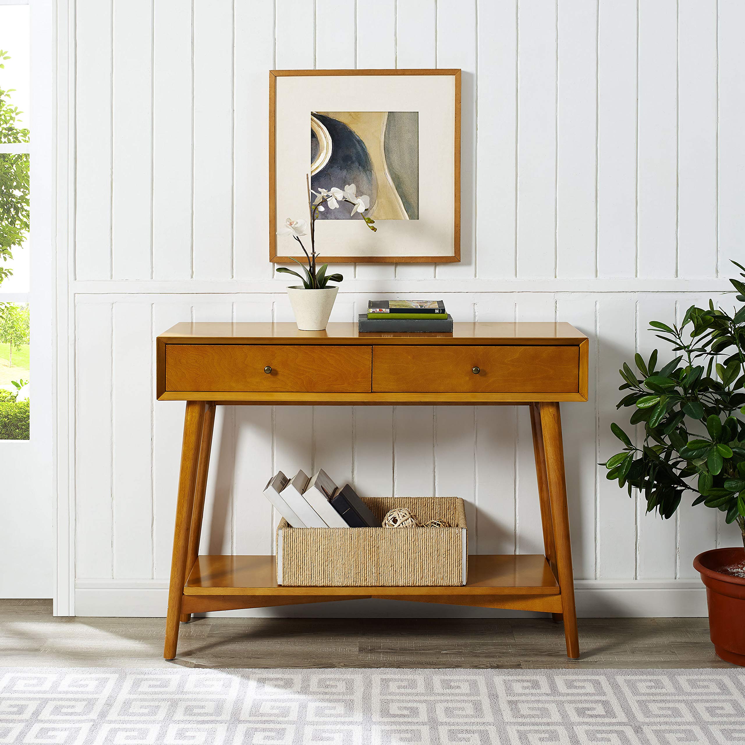 Crosley Furniture Landon Sofa Console Table with Drawers and Shelf for Hall, Entryway, or Living Room, Acorn - Image 10