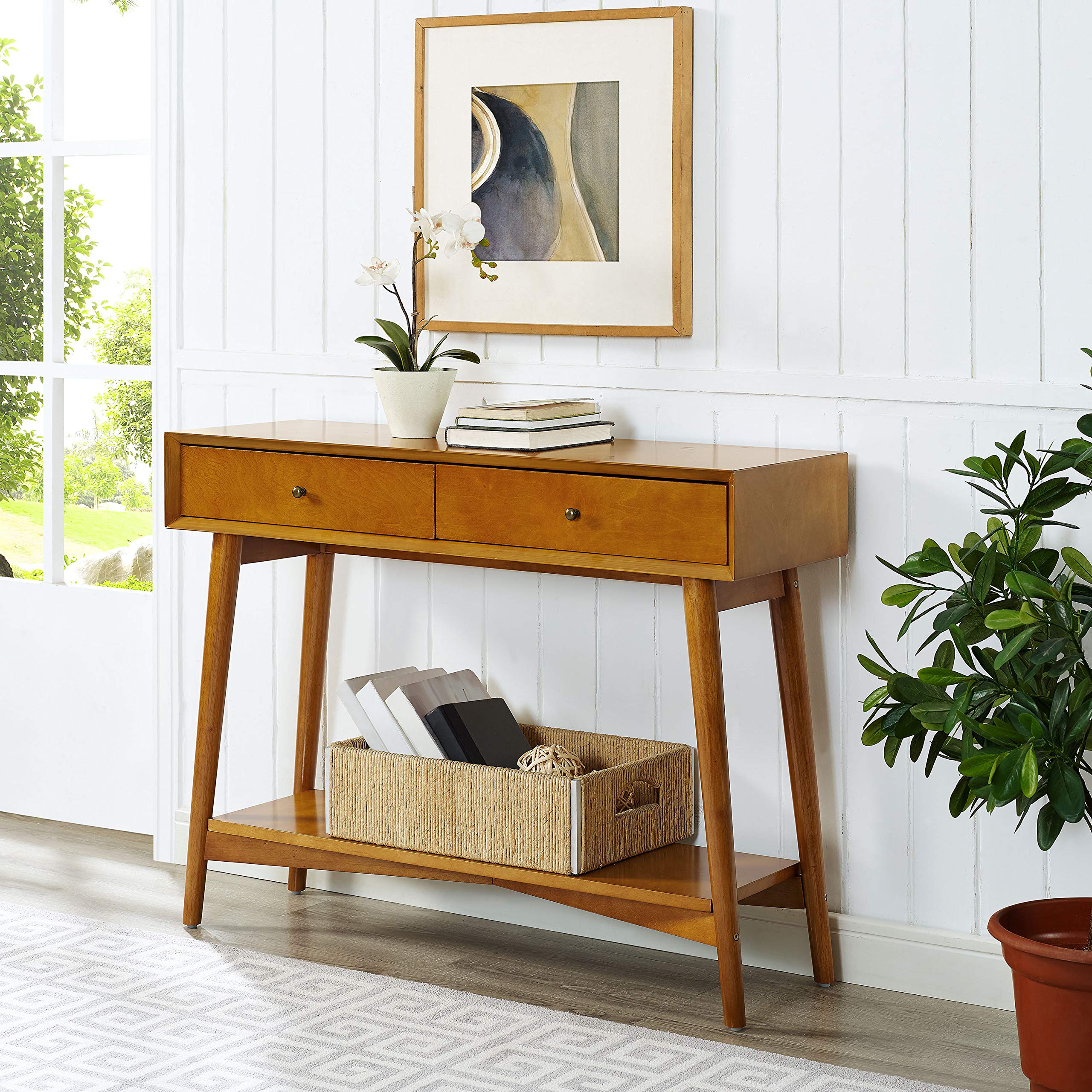 Crosley Furniture Landon Sofa Console Table with Drawers and Shelf for Hall, Entryway, or Living Room, Acorn - Image 9
