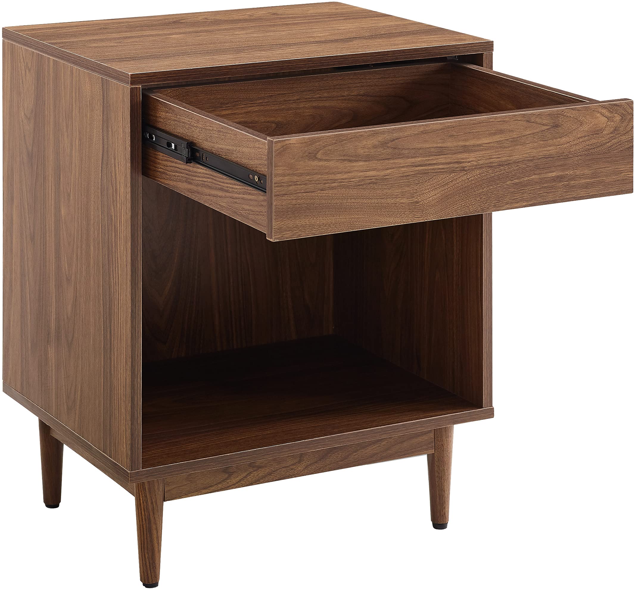 Crosley Furniture Liam End Table and Record Player Stand with Storage for Vinyl Records, Walnut - Image 12