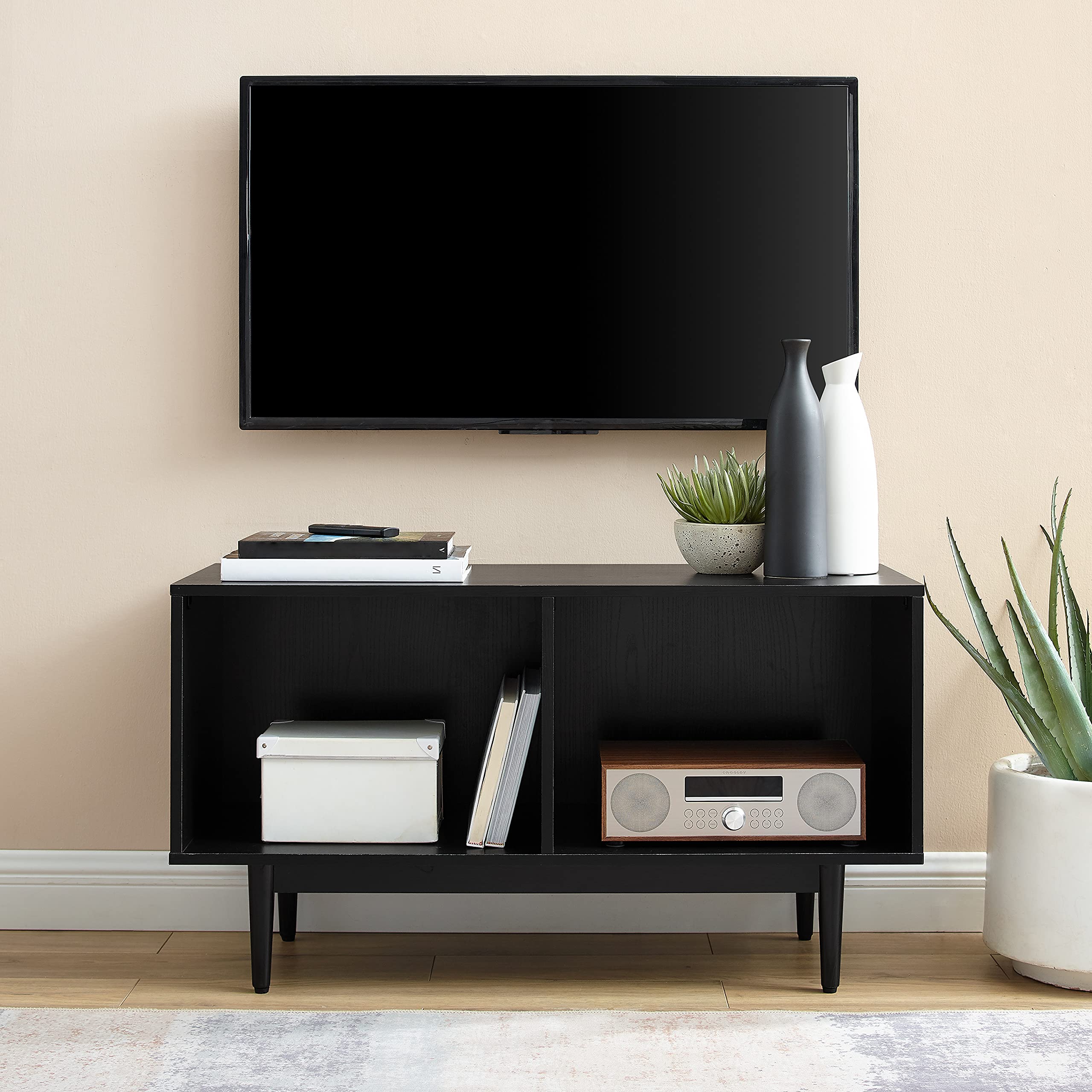 Crosley Furniture Liam Medium Vinyl Record Storage TV Stand and Entertainment Center, Media Console, Black - Image 10