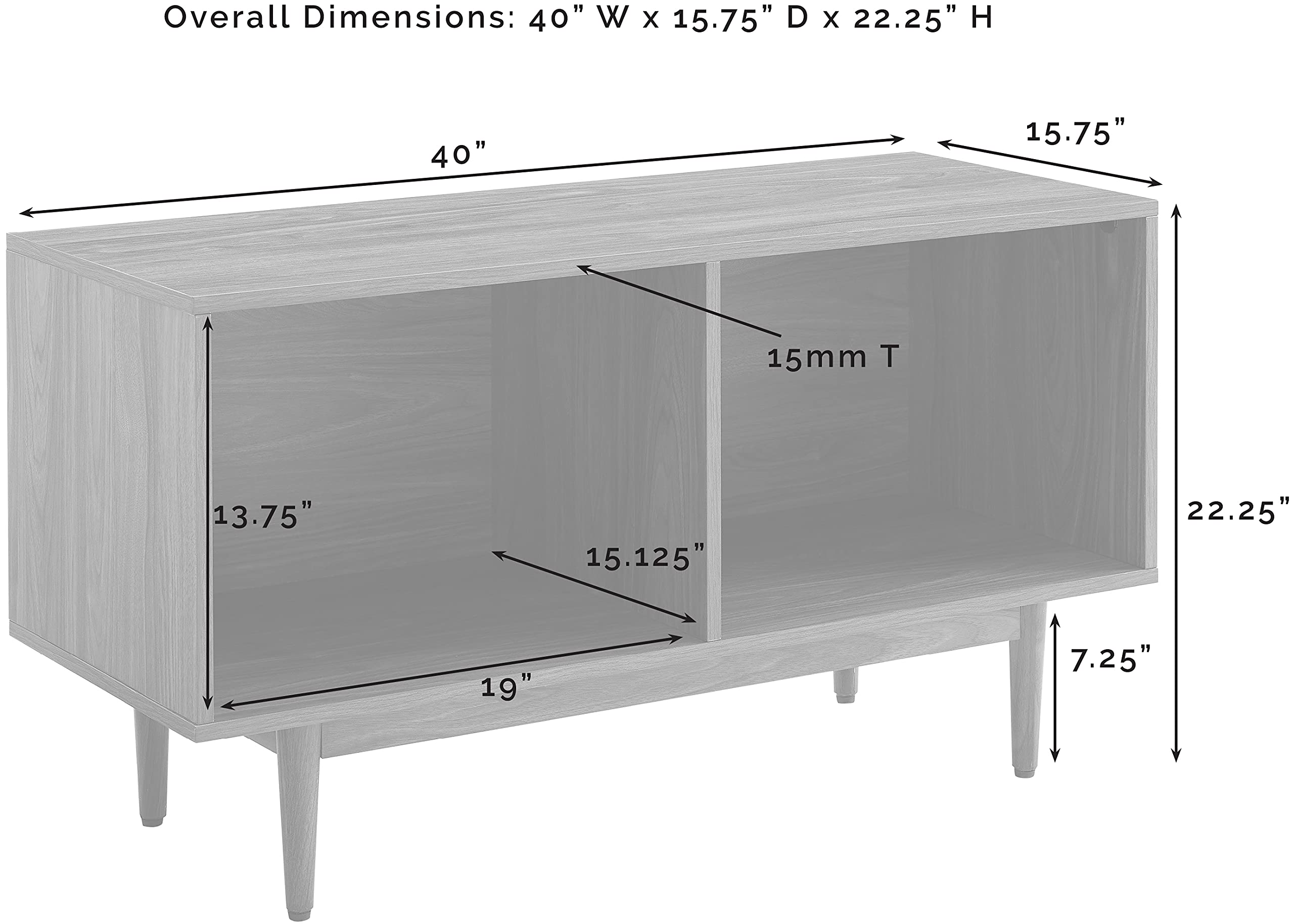 Crosley Furniture Liam Medium Vinyl Record Storage TV Stand and Entertainment Center, Media Console, Black - Image 3