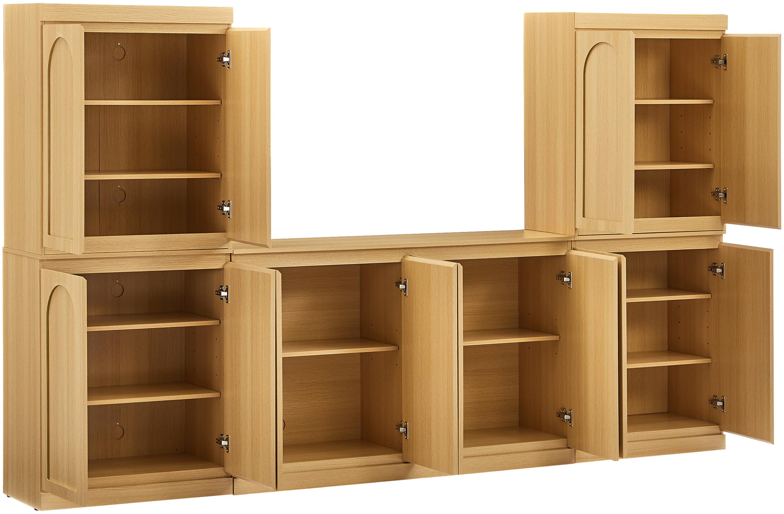 Crosley Furniture Marco 3-Piece Modern Entertainment Center, TV Stand Console, Storage Cabinets and Shelves, Ash - Image 4