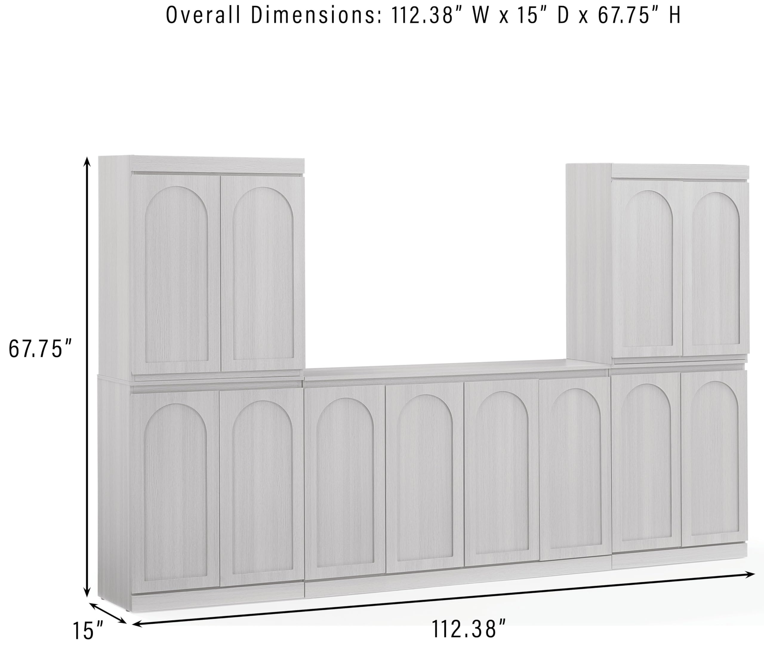 Crosley Furniture Marco 3-Piece Modern Entertainment Center, TV Stand Console, Storage Cabinets and Shelves, Ash - Image 6