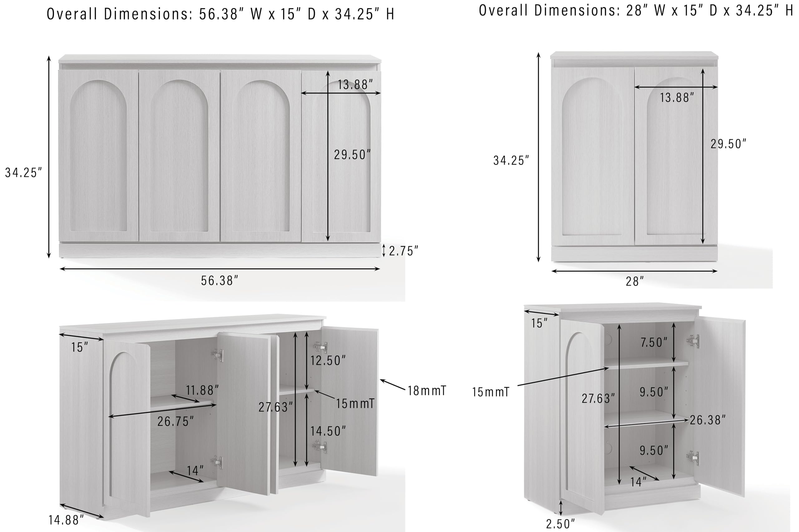 Crosley Furniture Marco 3-Piece Modern Entertainment Center, TV Stand Console, Storage Cabinets and Shelves, Ash - Image 7