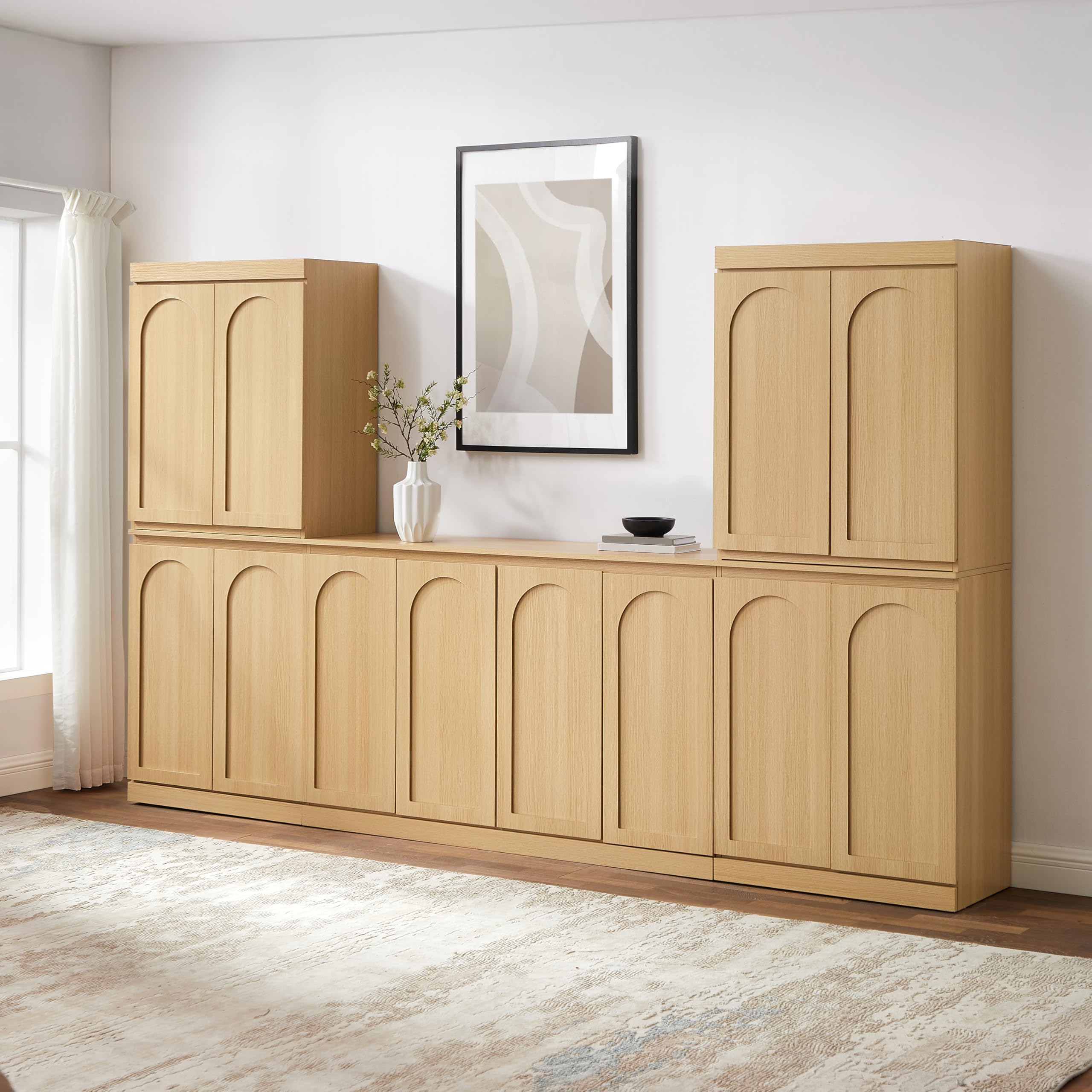 Crosley Furniture Marco 3-Piece Modern Entertainment Center, TV Stand Console, Storage Cabinets and Shelves, Ash - Image 8