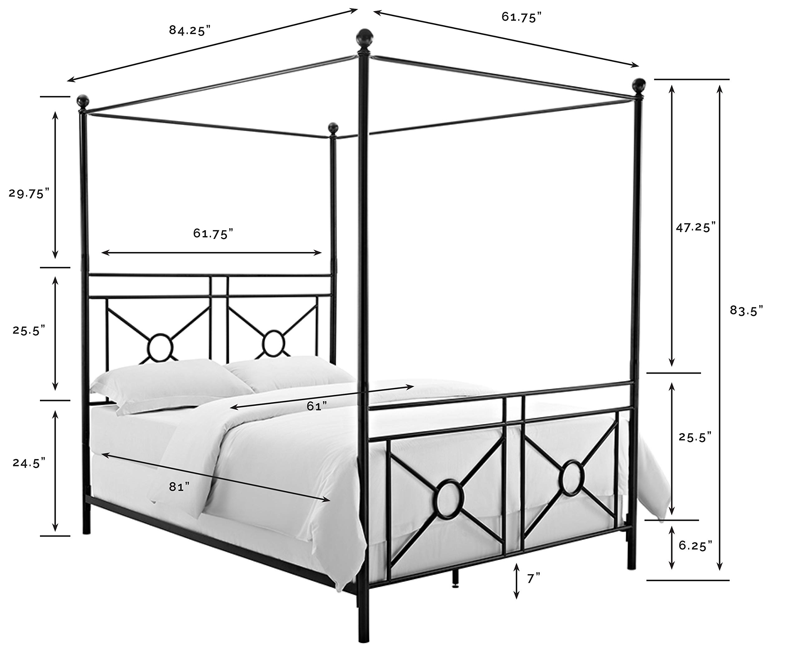 Crosley Furniture Montgomery Canopy Bed Set, Black, Queen - Image 3