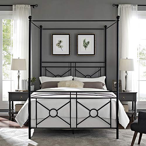 Crosley Furniture Montgomery Canopy Bed Set, Black, Queen - Image 7