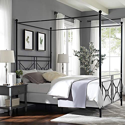 Crosley Furniture Montgomery Canopy Bed Set, Black, Queen - Image 8