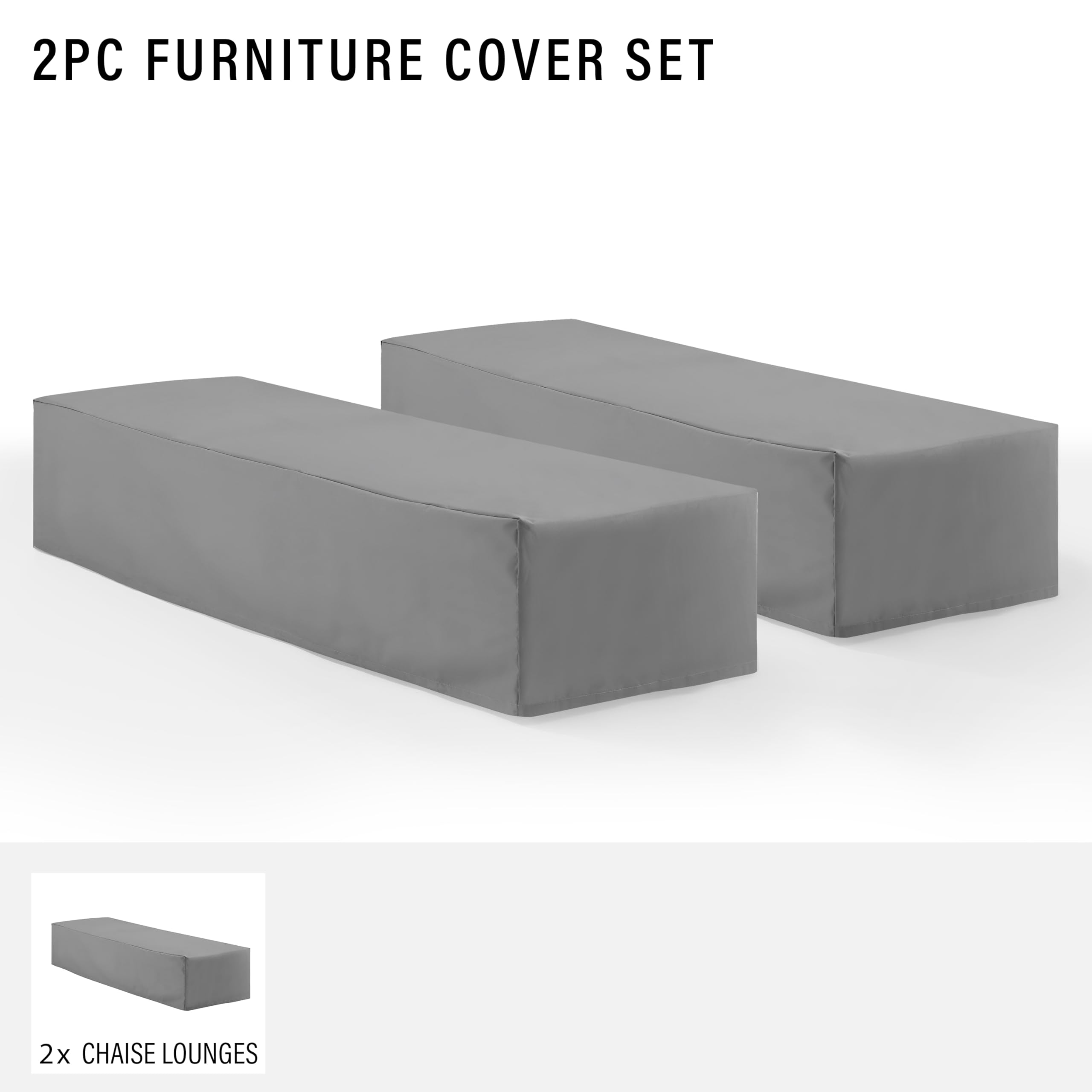 Crosley Furniture Patio Furniture Covers, Waterproof 2-Piece Outdoor Chaise Lounge Cover Set for Backyard, Gray - Image 4