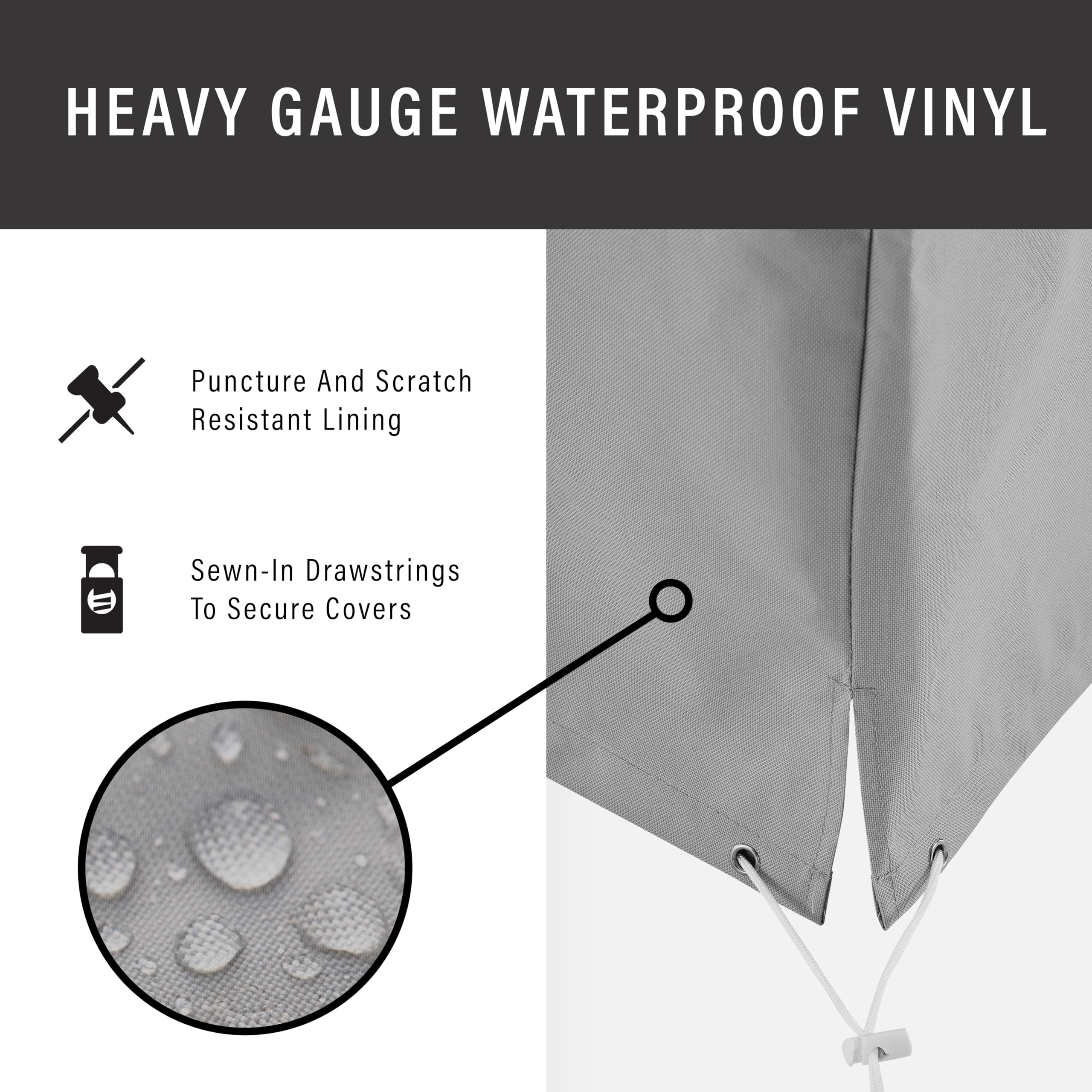 Crosley Furniture Patio Furniture Covers, Waterproof 4-Piece Cover Set for Outdoor Sectional Sofa Sets, Gray - Image 3