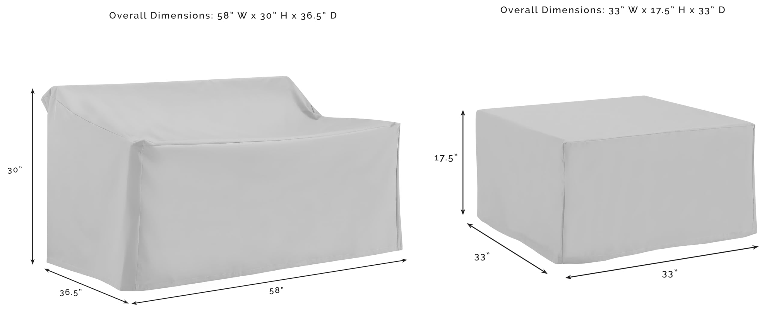 Crosley Furniture Patio Furniture Covers, Waterproof 4-Piece Cover Set for Outdoor Loveseats and Ottomans, Gray - Image 5