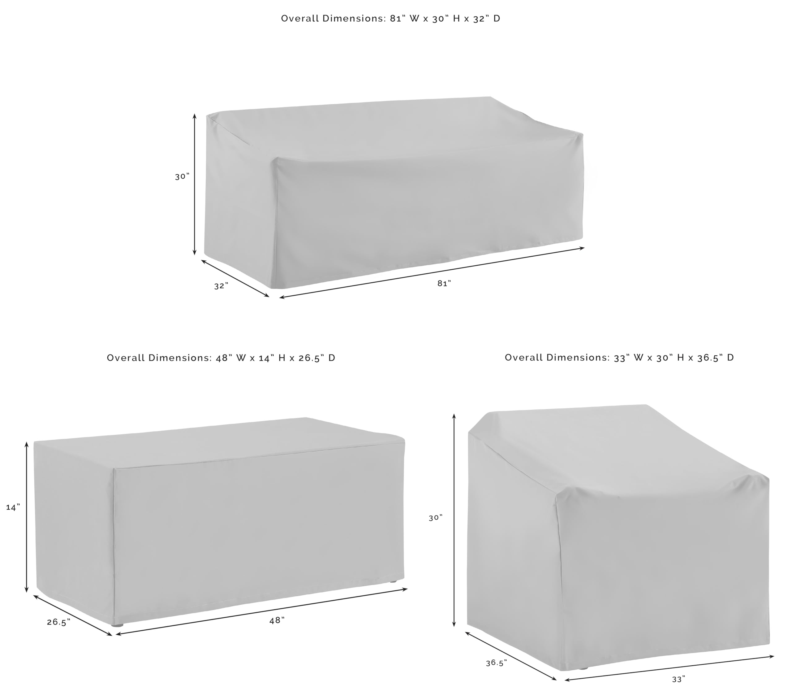 Crosley Furniture Patio Furniture Covers, Waterproof 4-Piece Cover Set for Outdoor Chairs, Sofa, Table, Gray - Image 5
